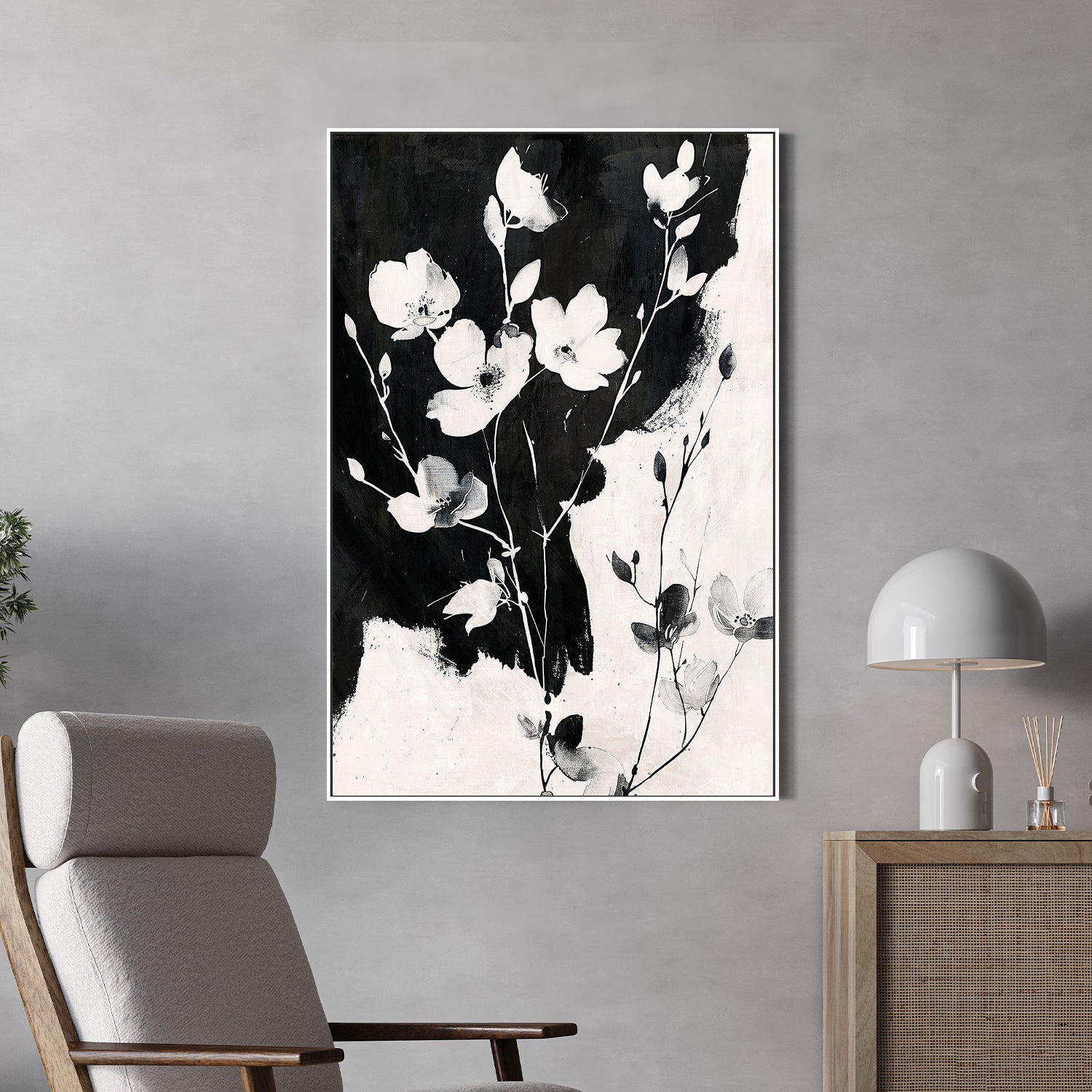 wall-art-print-canvas-poster-framed-Ink & Petals, Style A-2