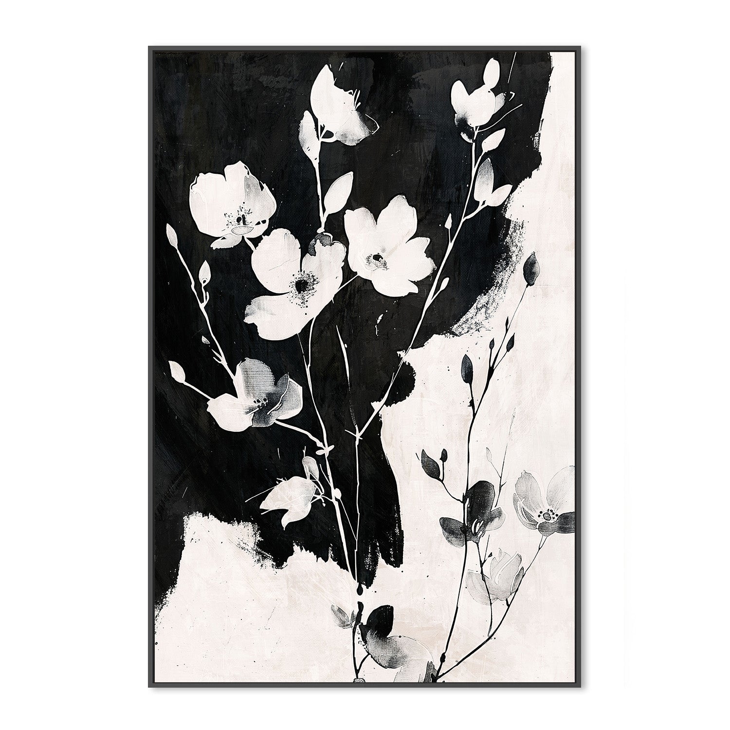 wall-art-print-canvas-poster-framed-Ink & Petals, Style A-3