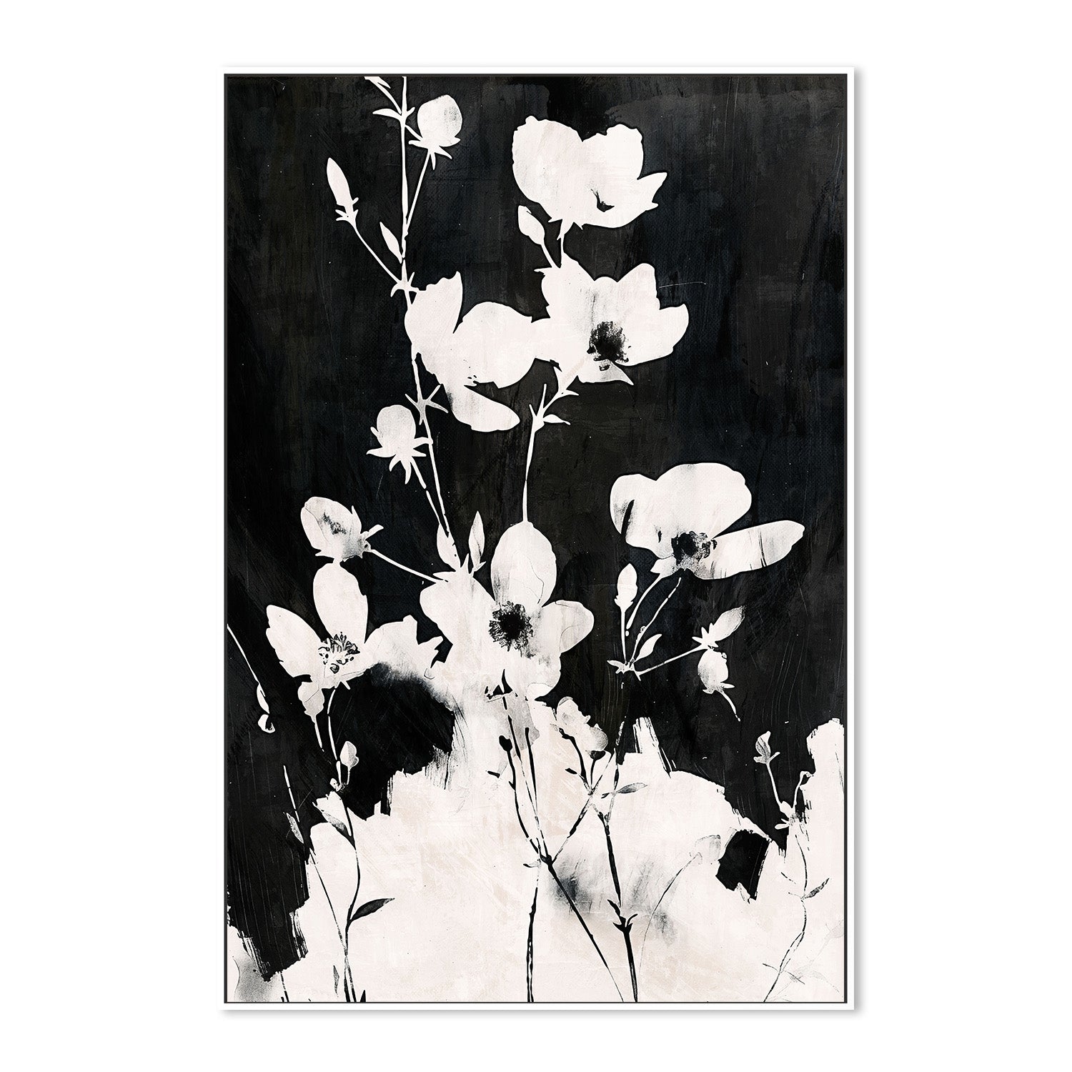 wall-art-print-canvas-poster-framed-Ink & Petals, Style B-5