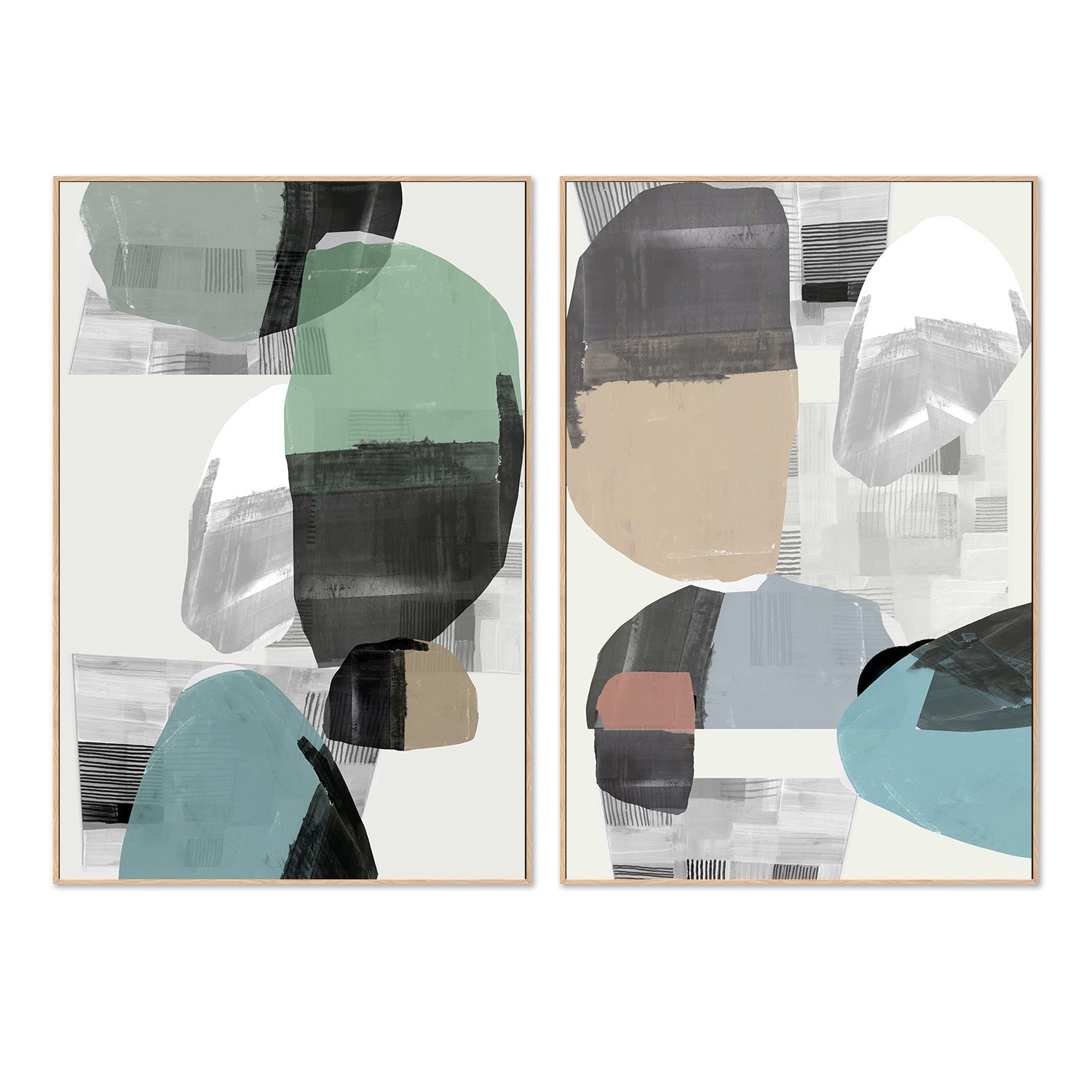 wall-art-print-canvas-poster-framed-Inky Stripes and Blobs, Style A & B, Set Of 2 , By Cartissi-4