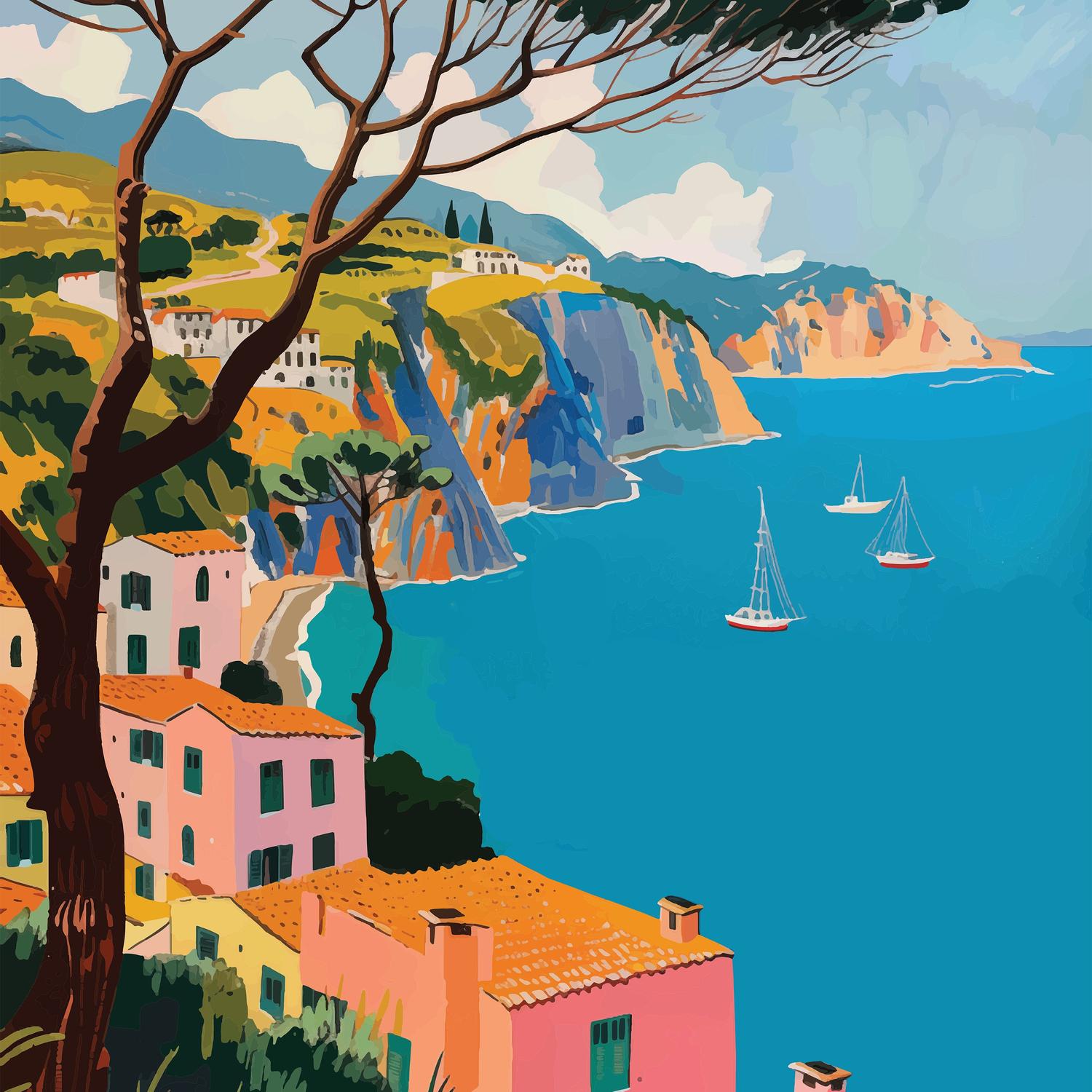 wall-art-print-canvas-poster-framed-Italian Coast, Style A-1