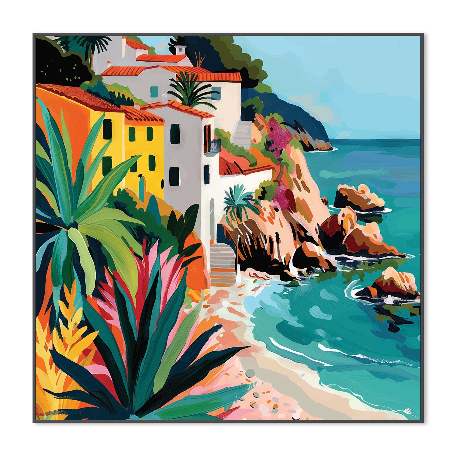 wall-art-print-canvas-poster-framed-Italian Coast, Style C-3