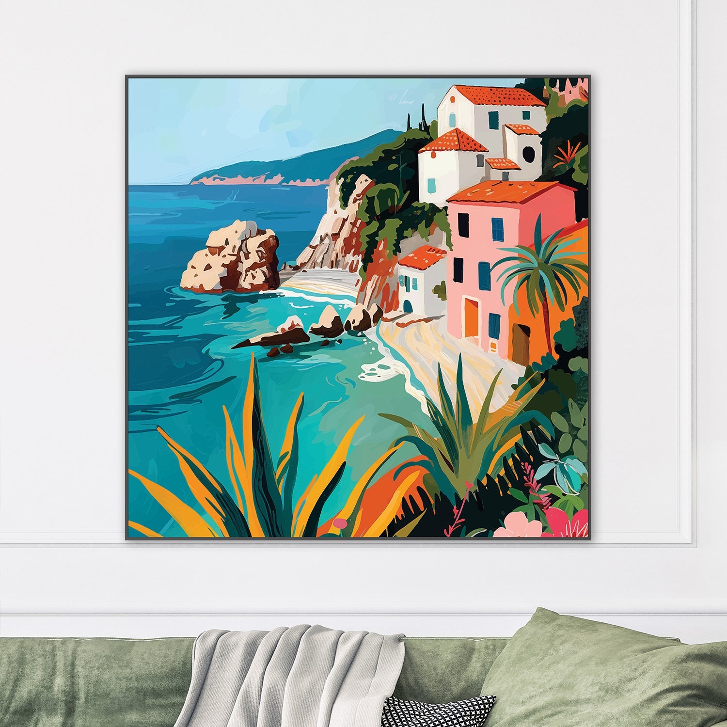 wall-art-print-canvas-poster-framed-Italian Coast, Style D-2