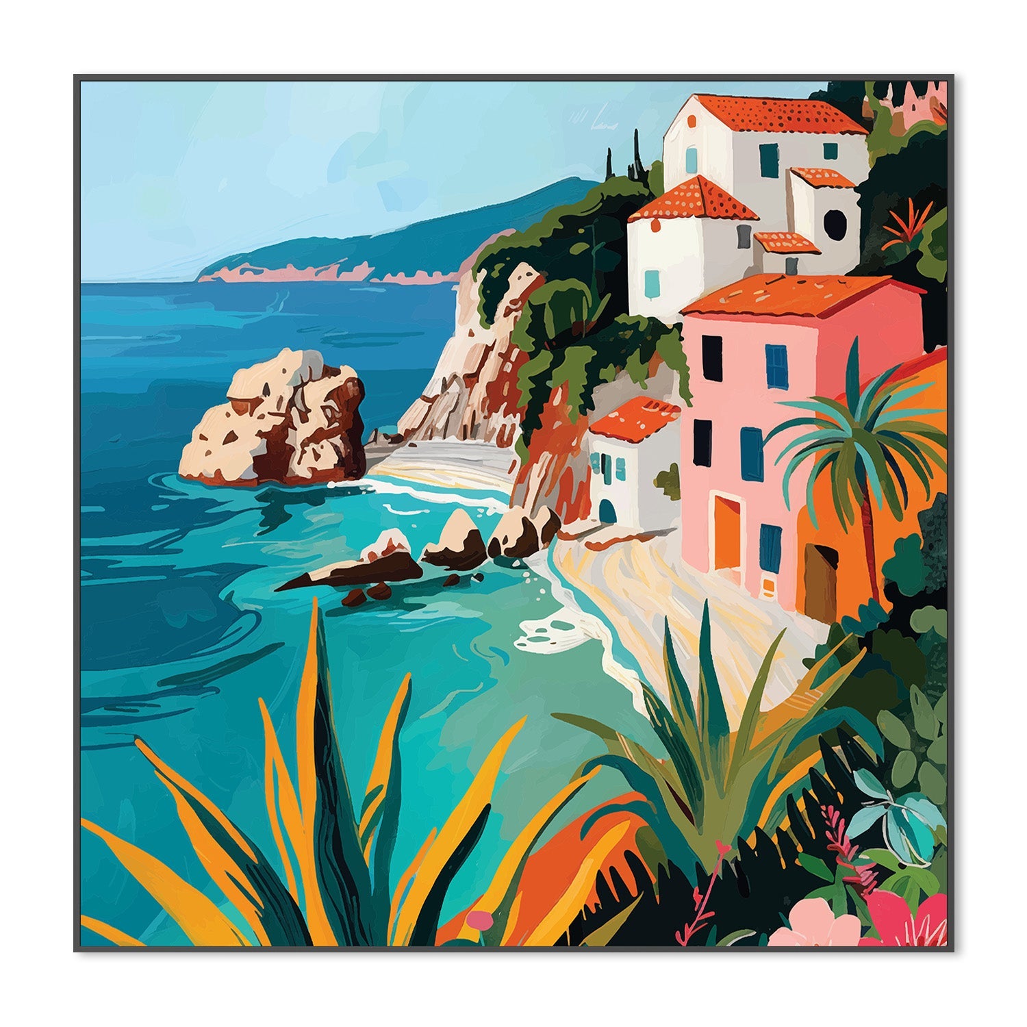wall-art-print-canvas-poster-framed-Italian Coast, Style D-3