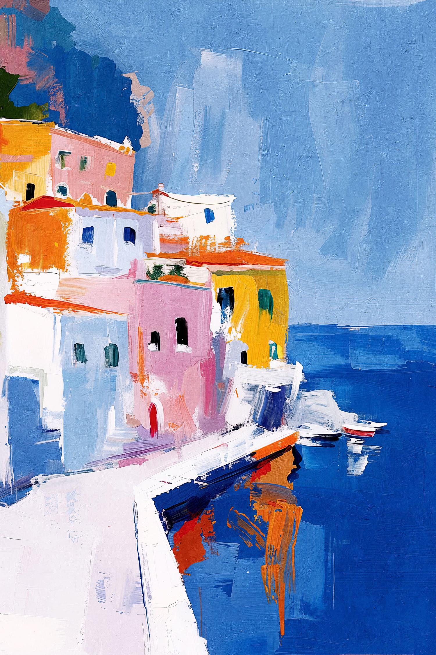 wall-art-print-canvas-poster-framed-Italian Seaside, Style B-1