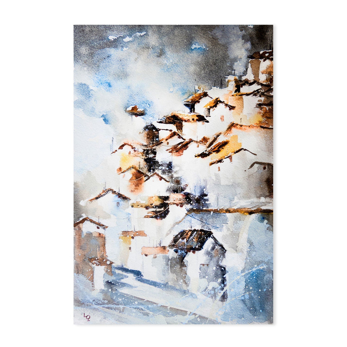 wall-art-print-canvas-poster-framed-Japanese Village , By Lilou Online Fine Arts-GIOIA-WALL-ART