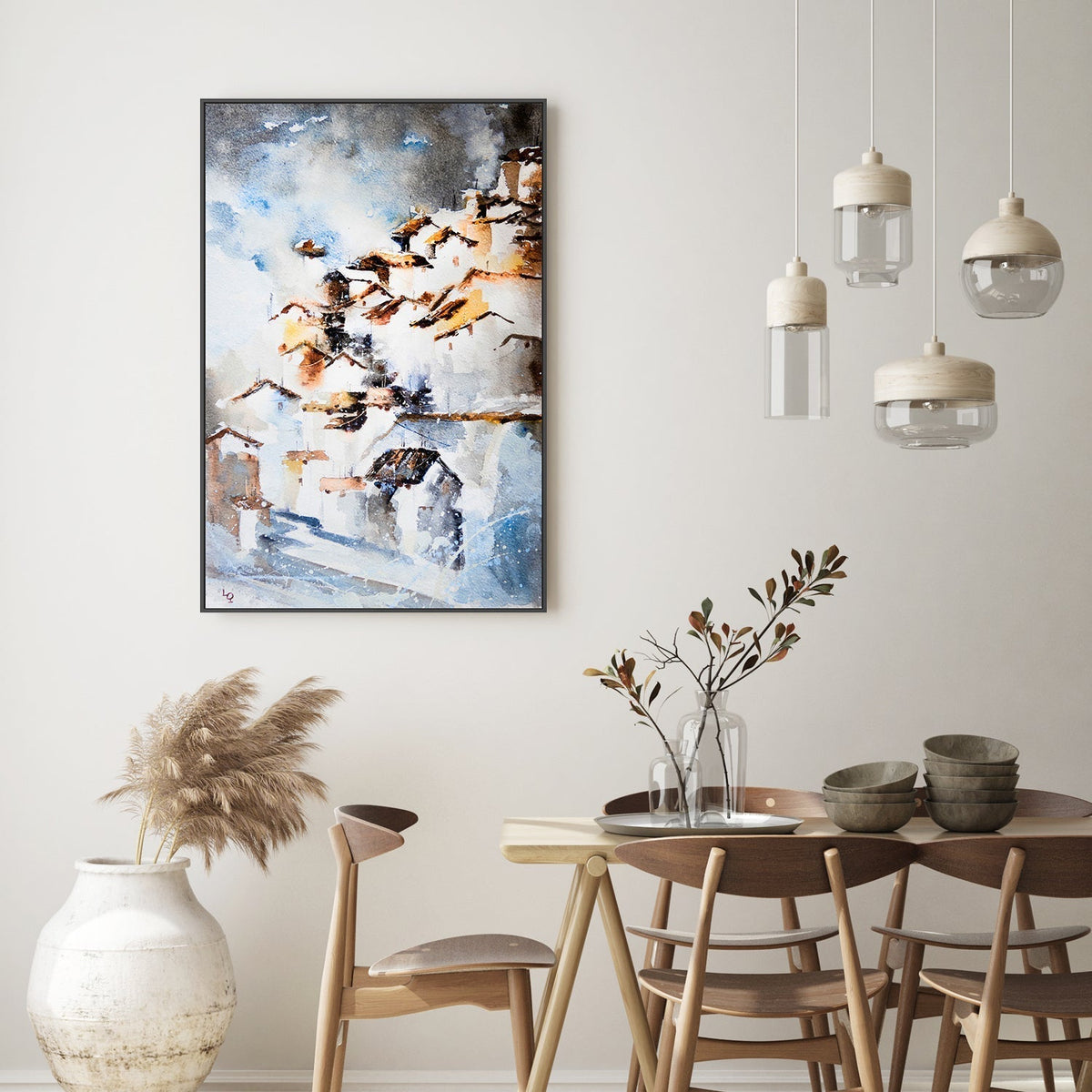 wall-art-print-canvas-poster-framed-Japanese Village , By Lilou Online Fine Arts-GIOIA-WALL-ART