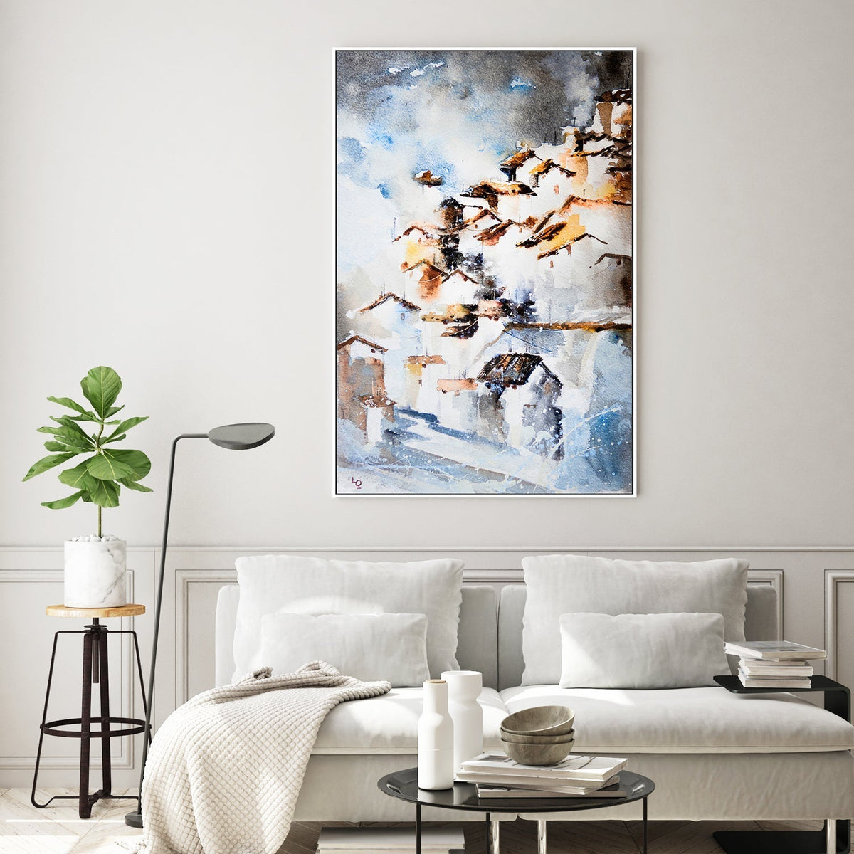 wall-art-print-canvas-poster-framed-Japanese Village , By Lilou Online Fine Arts-GIOIA-WALL-ART