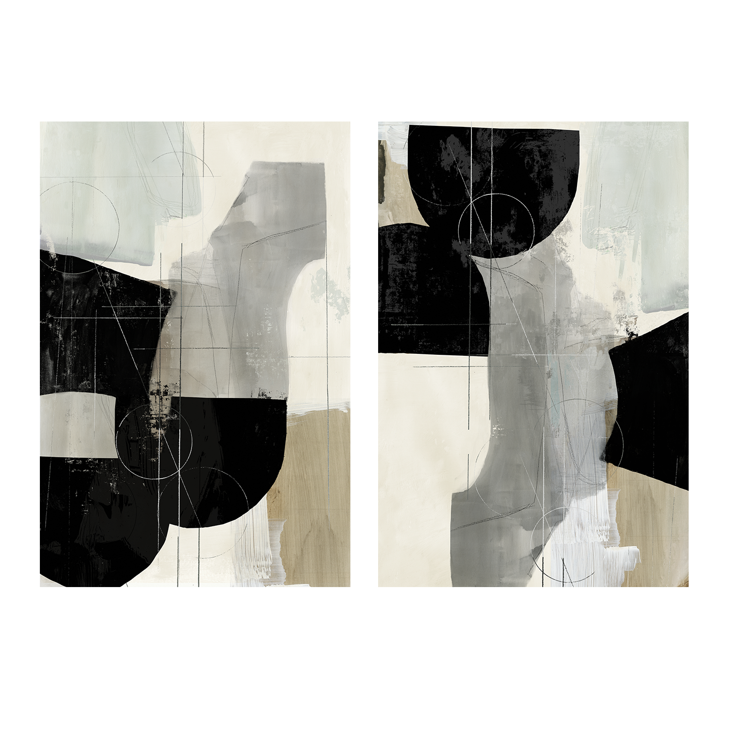 wall-art-print-canvas-poster-framed-Jet Black, Style A & B, Set Of 2 , By Tom Reeves-1