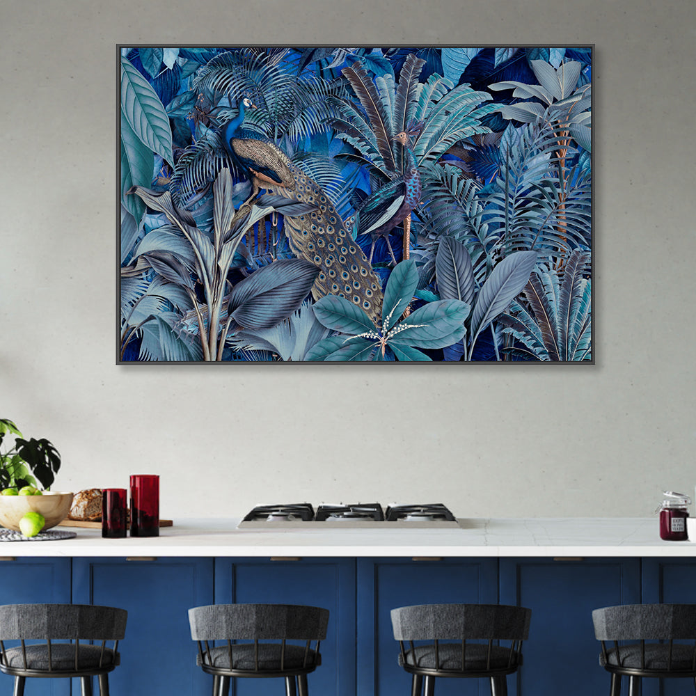 wall-art-print-canvas-poster-framed-Jungle Birds In Blue, By Andrea Haase-GIOIA-WALL-ART