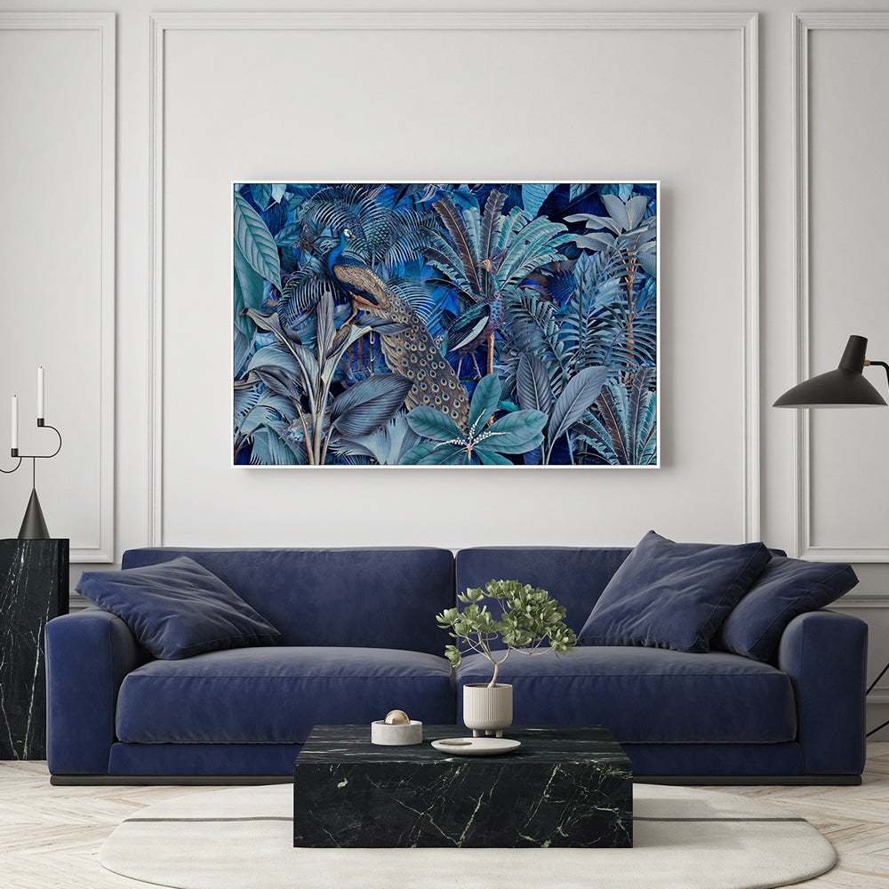 wall-art-print-canvas-poster-framed-Jungle Birds In Blue, By Andrea Haase-GIOIA-WALL-ART