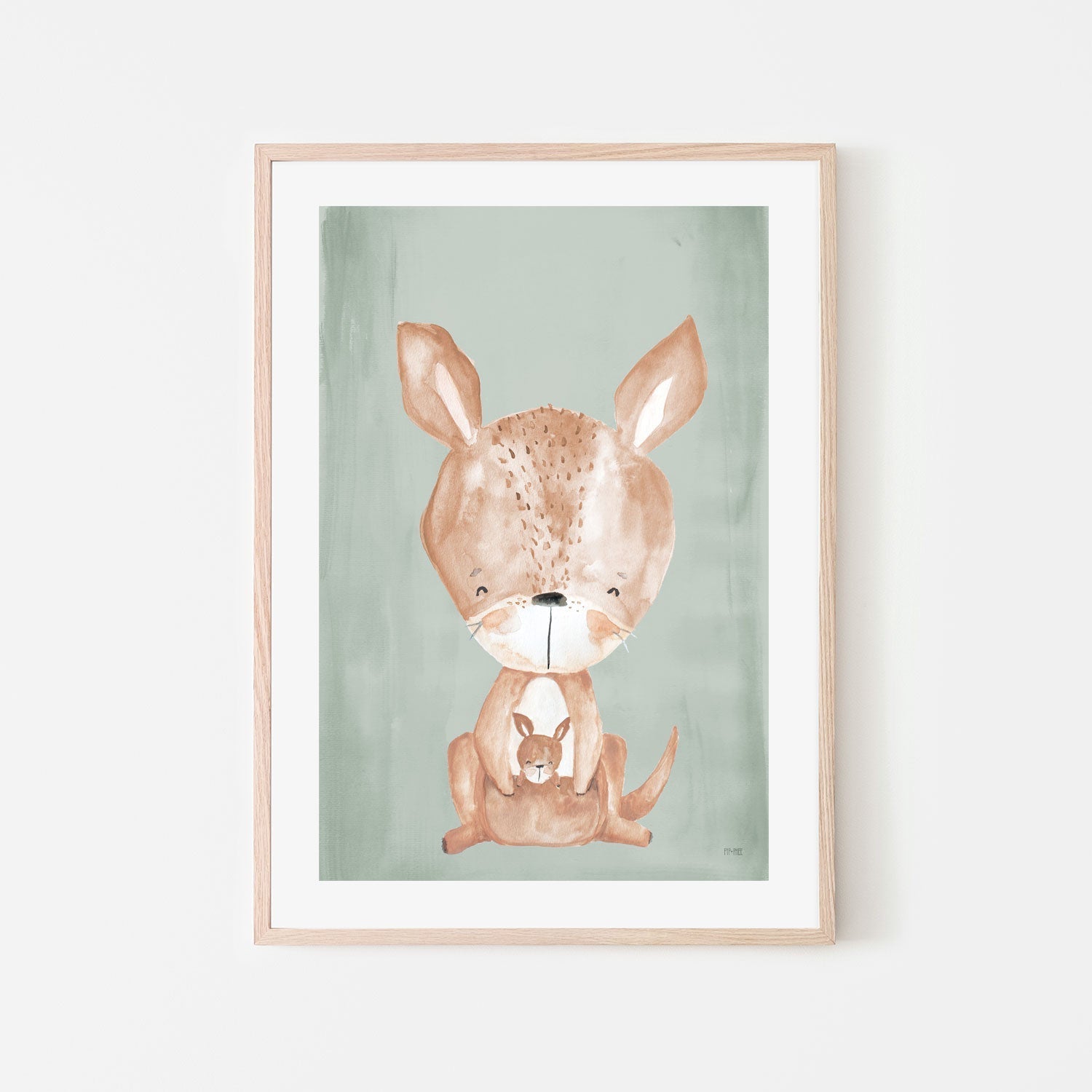wall-art-print-canvas-poster-framed-Kangaroo Critter Print Olive , By Pip and Phee-6