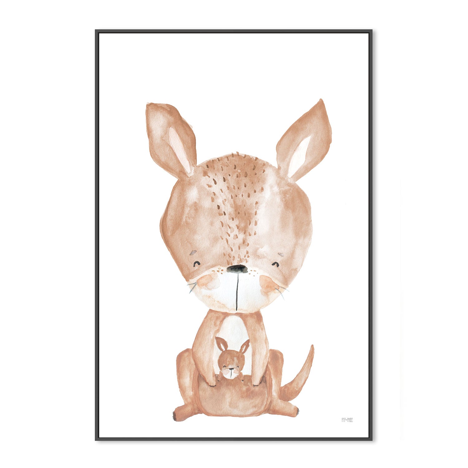wall-art-print-canvas-poster-framed-Kangaroo Critter Print White , By Pip and Phee-3