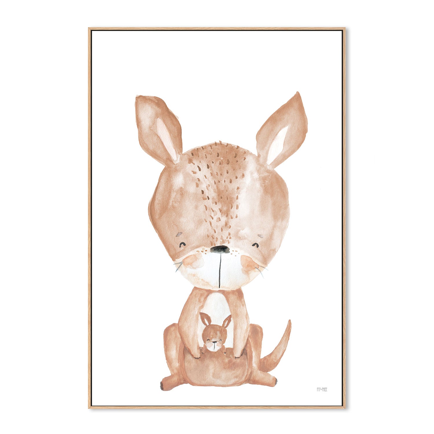 wall-art-print-canvas-poster-framed-Kangaroo Critter Print White , By Pip and Phee-4