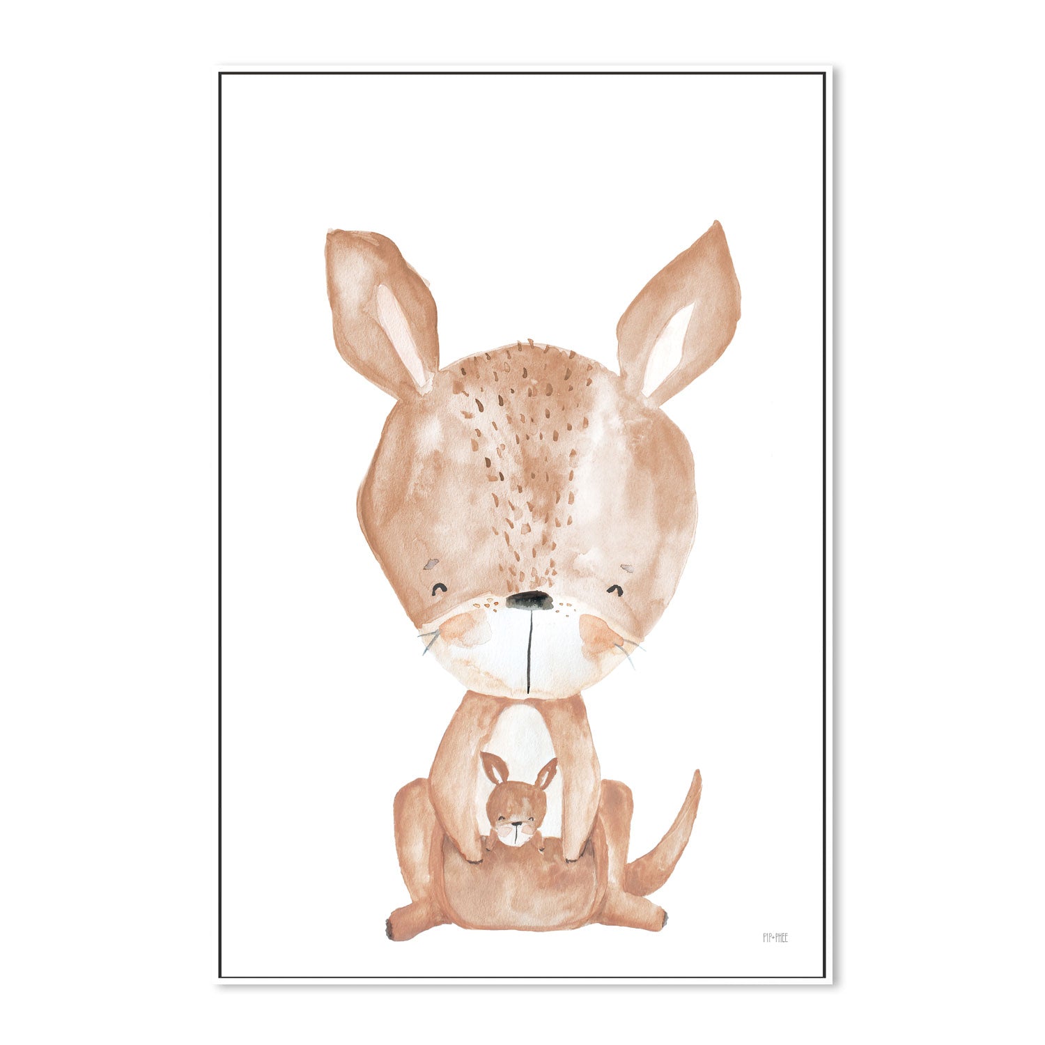 wall-art-print-canvas-poster-framed-Kangaroo Critter Print White , By Pip and Phee-5