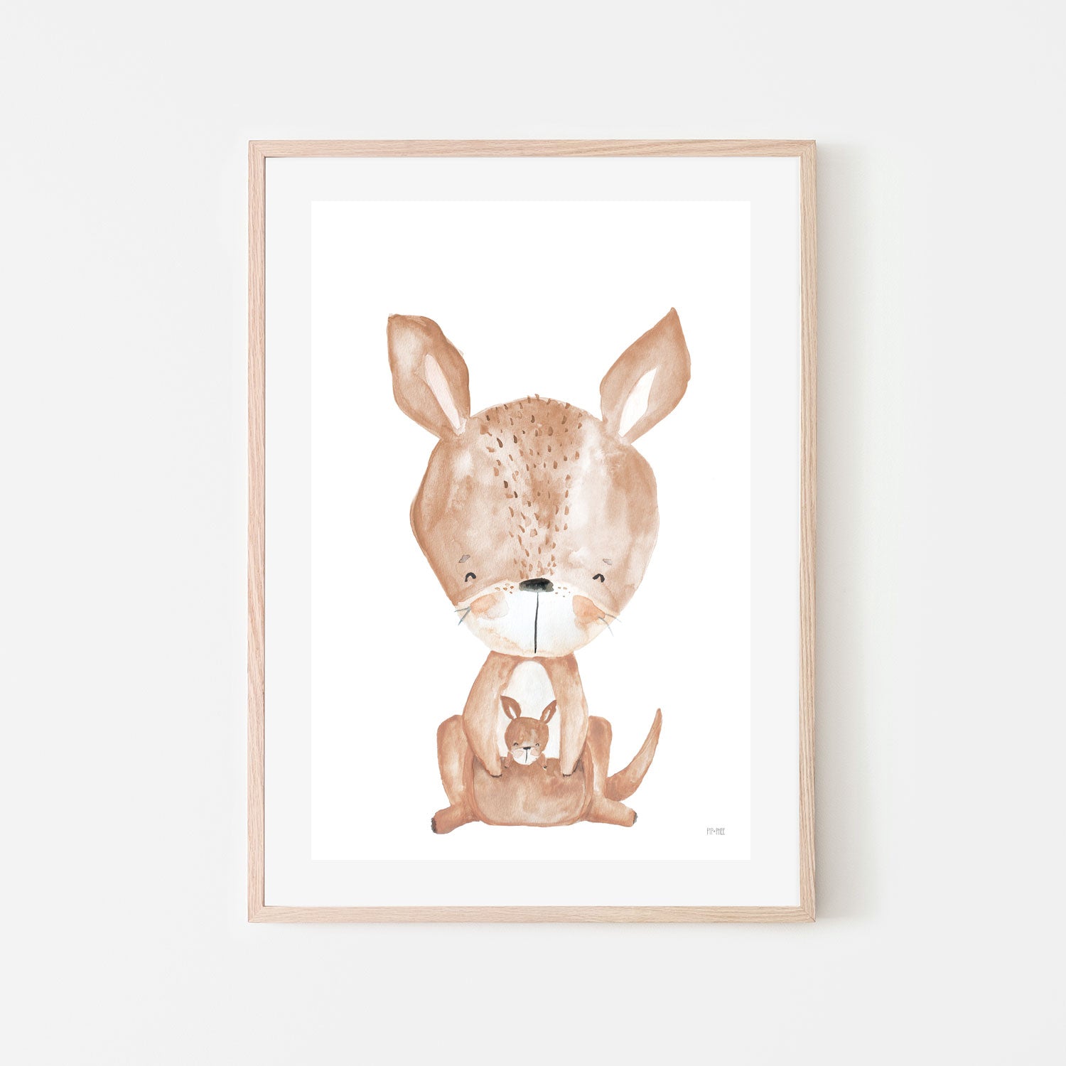 wall-art-print-canvas-poster-framed-Kangaroo Critter Print White , By Pip and Phee-6
