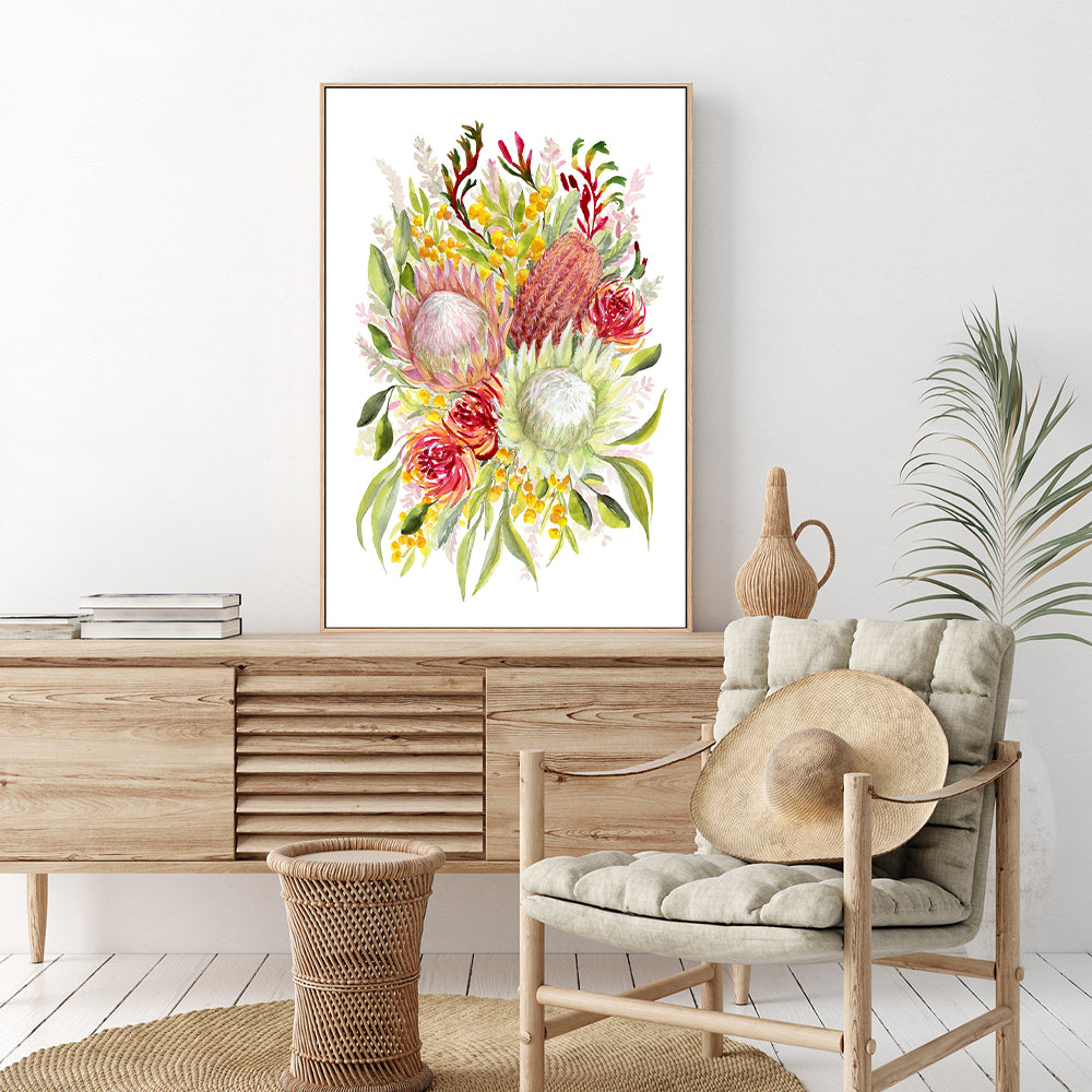 wall-art-print-canvas-poster-framed-King Protea And Banksia, Style B , By Jessie Mitchelson-GIOIA-WALL-ART