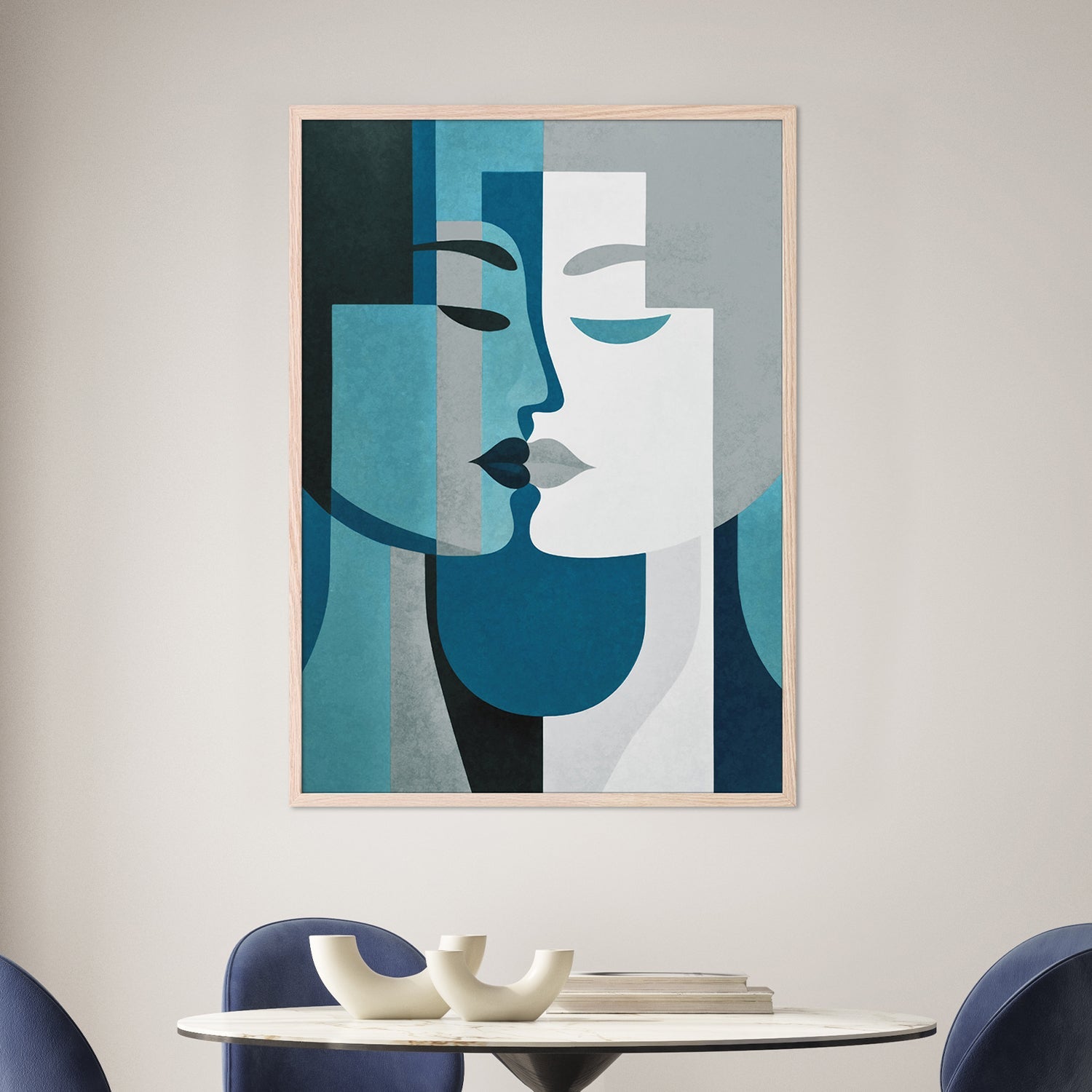 wall-art-print-canvas-poster-framed-Kiss Me Teal Grey-2