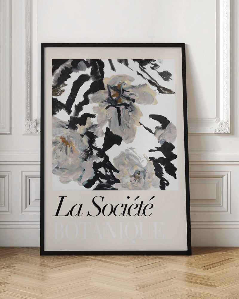 wall-art-print-canvas-poster-framed-La Société Botanique Balck and White and Cream Flowers 2 , By cartissi-3