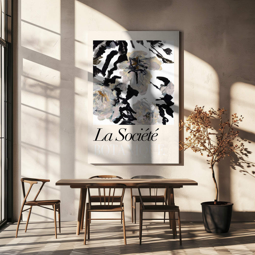 wall-art-print-canvas-poster-framed-La Société Botanique Balck and White and Cream Flowers 2 , By cartissi-4