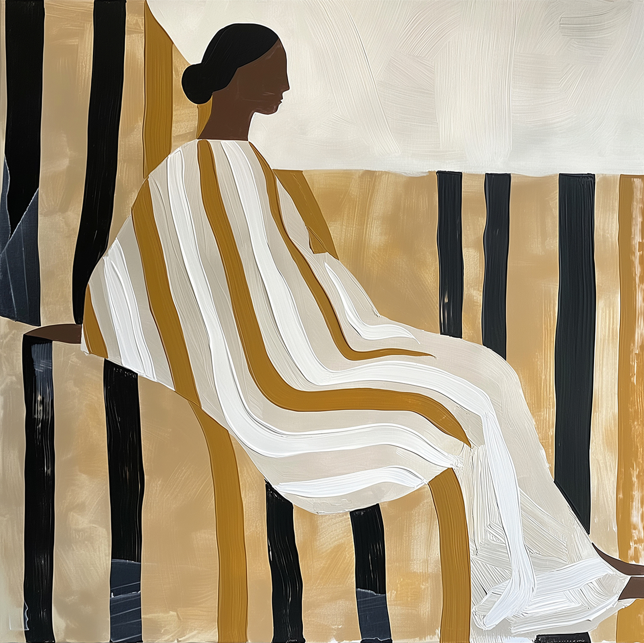wall-art-print-canvas-poster-framed-Lady In Stripes-1