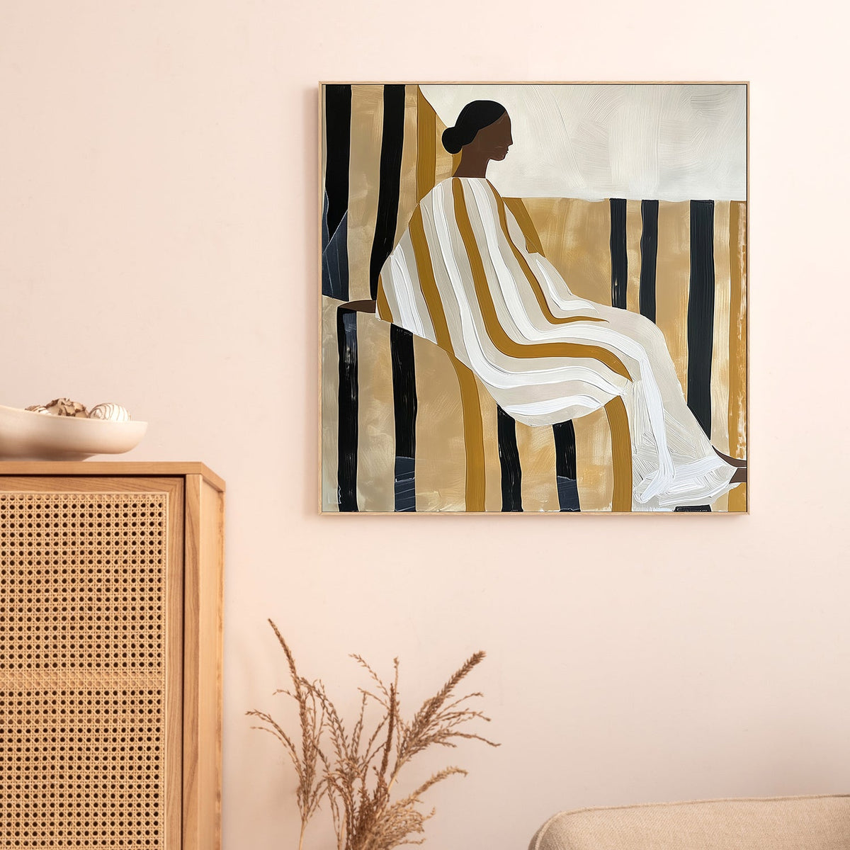 wall-art-print-canvas-poster-framed-Lady In Stripes-2