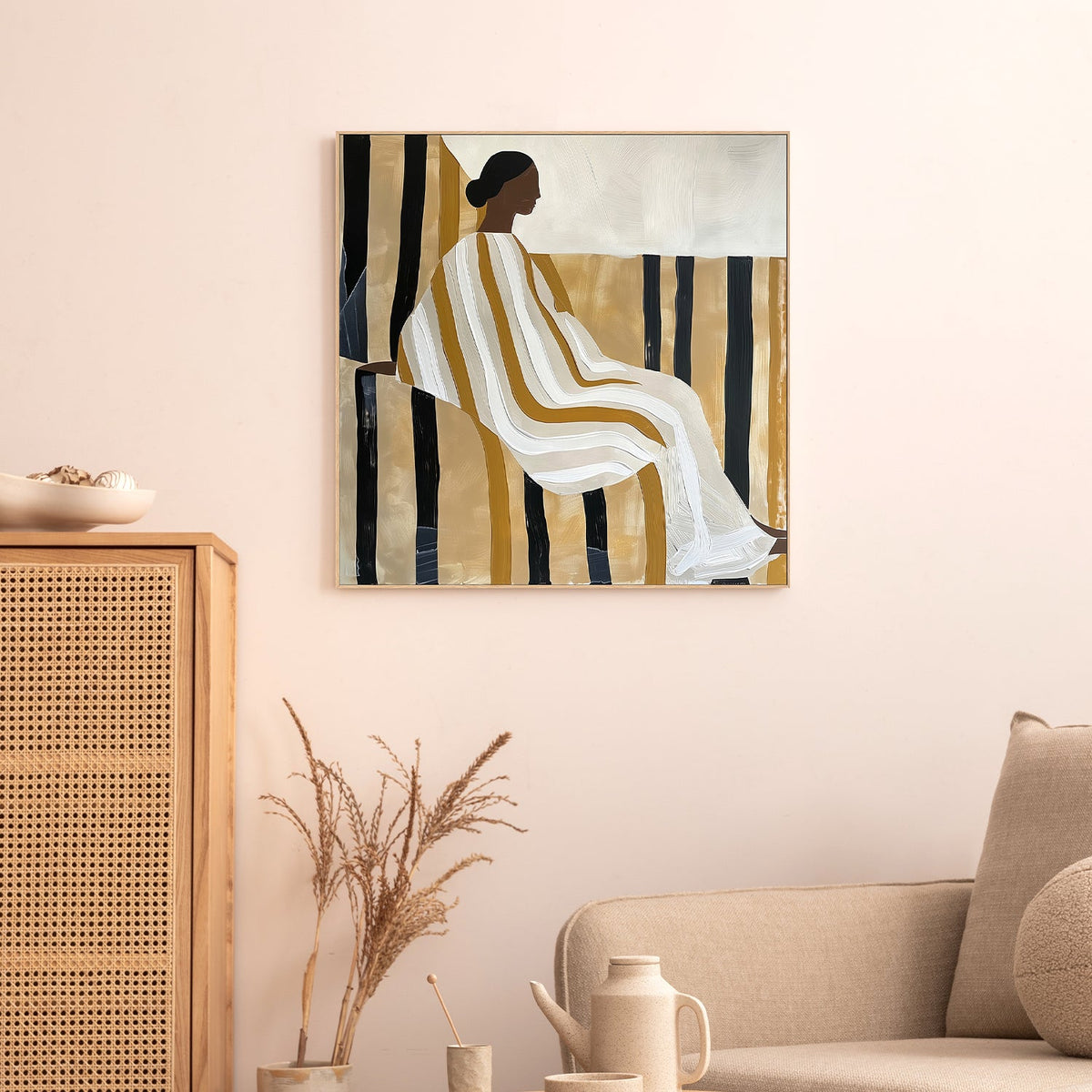 wall-art-print-canvas-poster-framed-Lady In Stripes-7