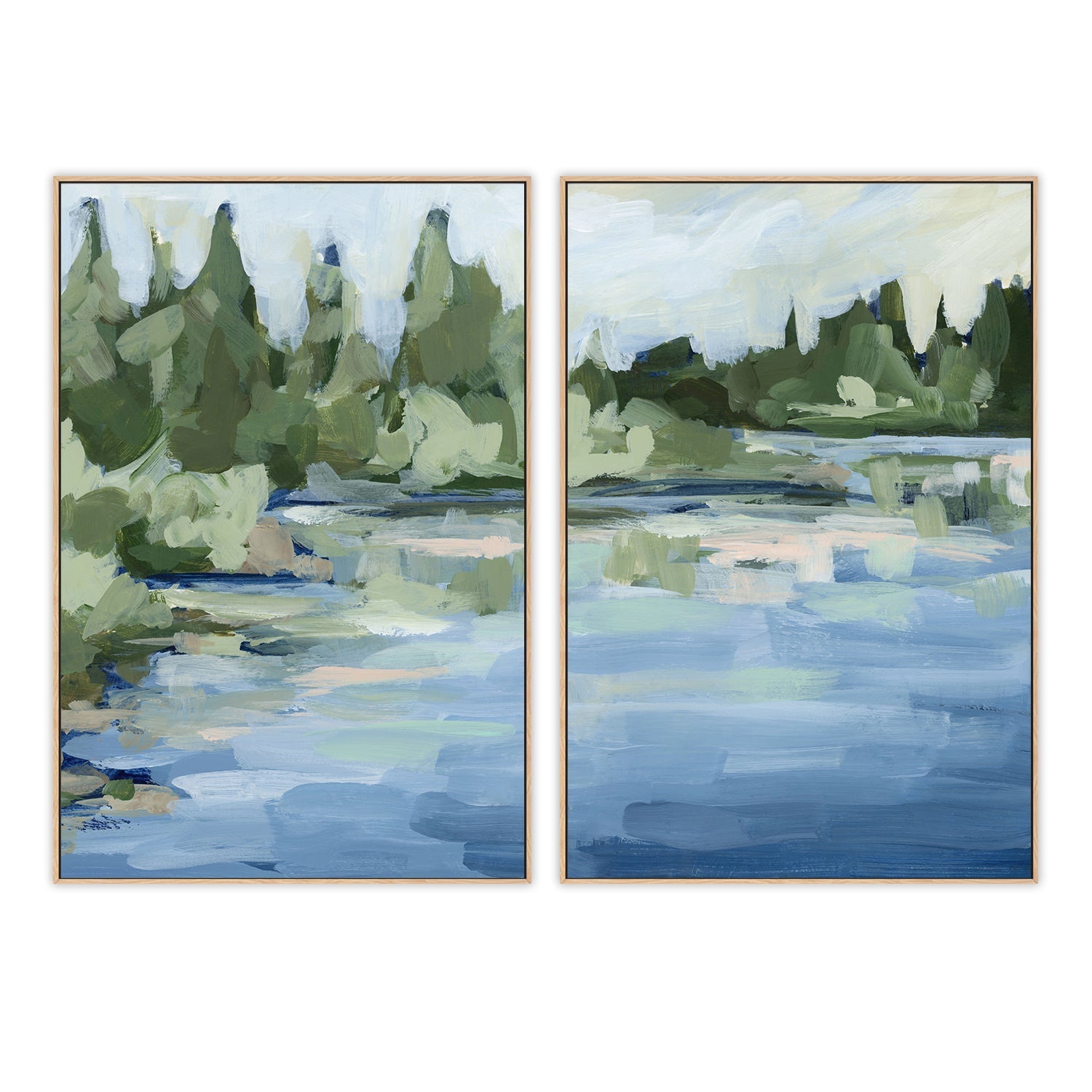 wall-art-print-canvas-poster-framed-Lake Landscape , Style A & B , Set Of 2 , By Jetty Home , By Jetty Home-4