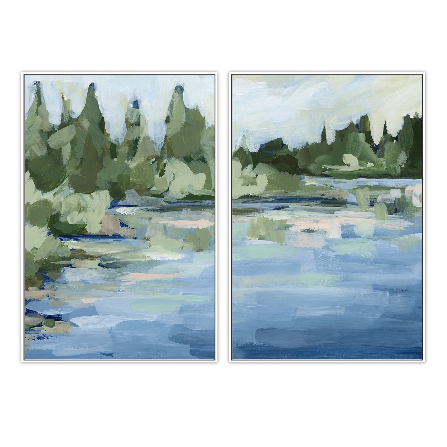wall-art-print-canvas-poster-framed-Lake Landscape , Style A & B , Set Of 2 , By Jetty Home , By Jetty Home-5