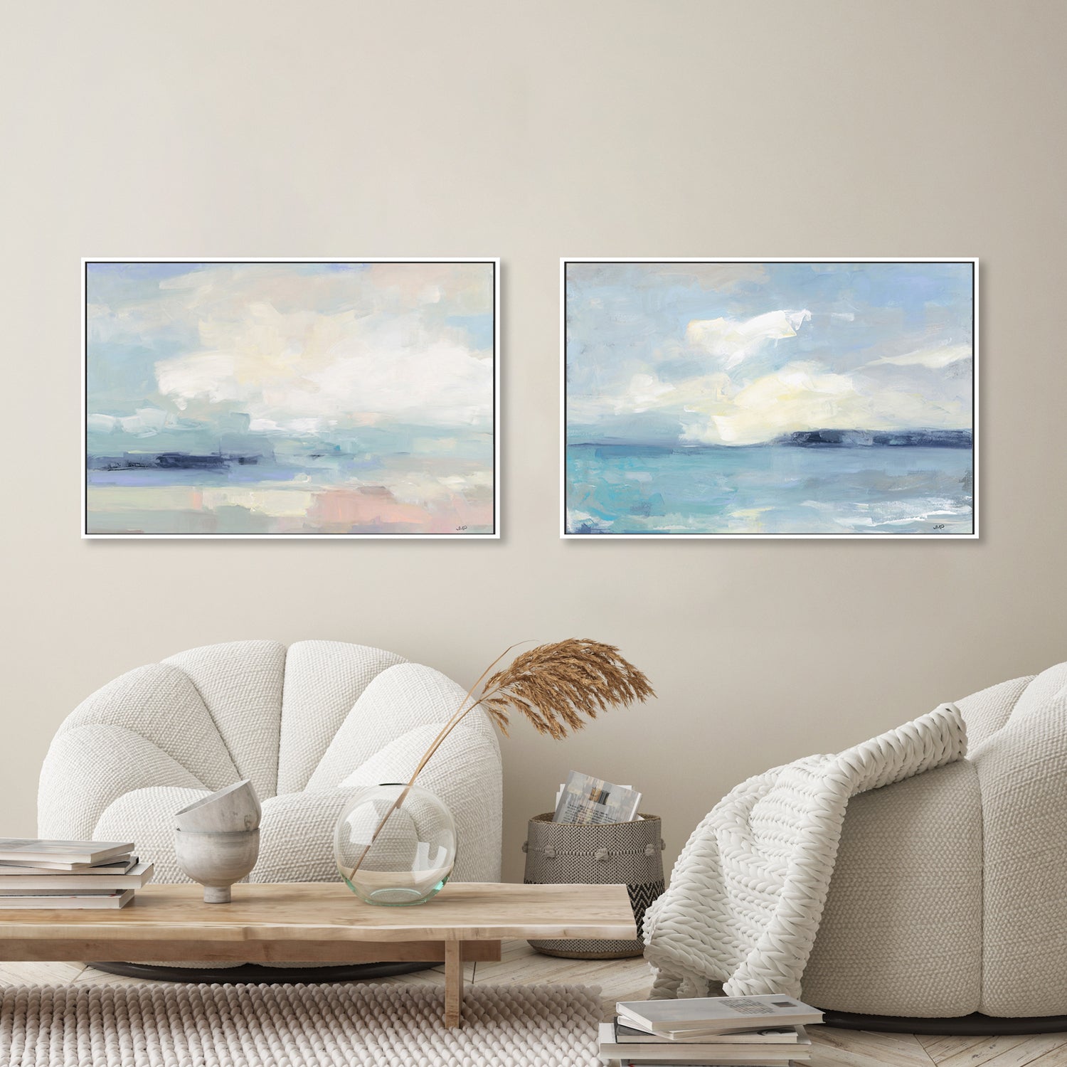 wall-art-print-canvas-poster-framed-Land Sky Water, Set of 2-by-Julia Purinton-Gioia Wall Art