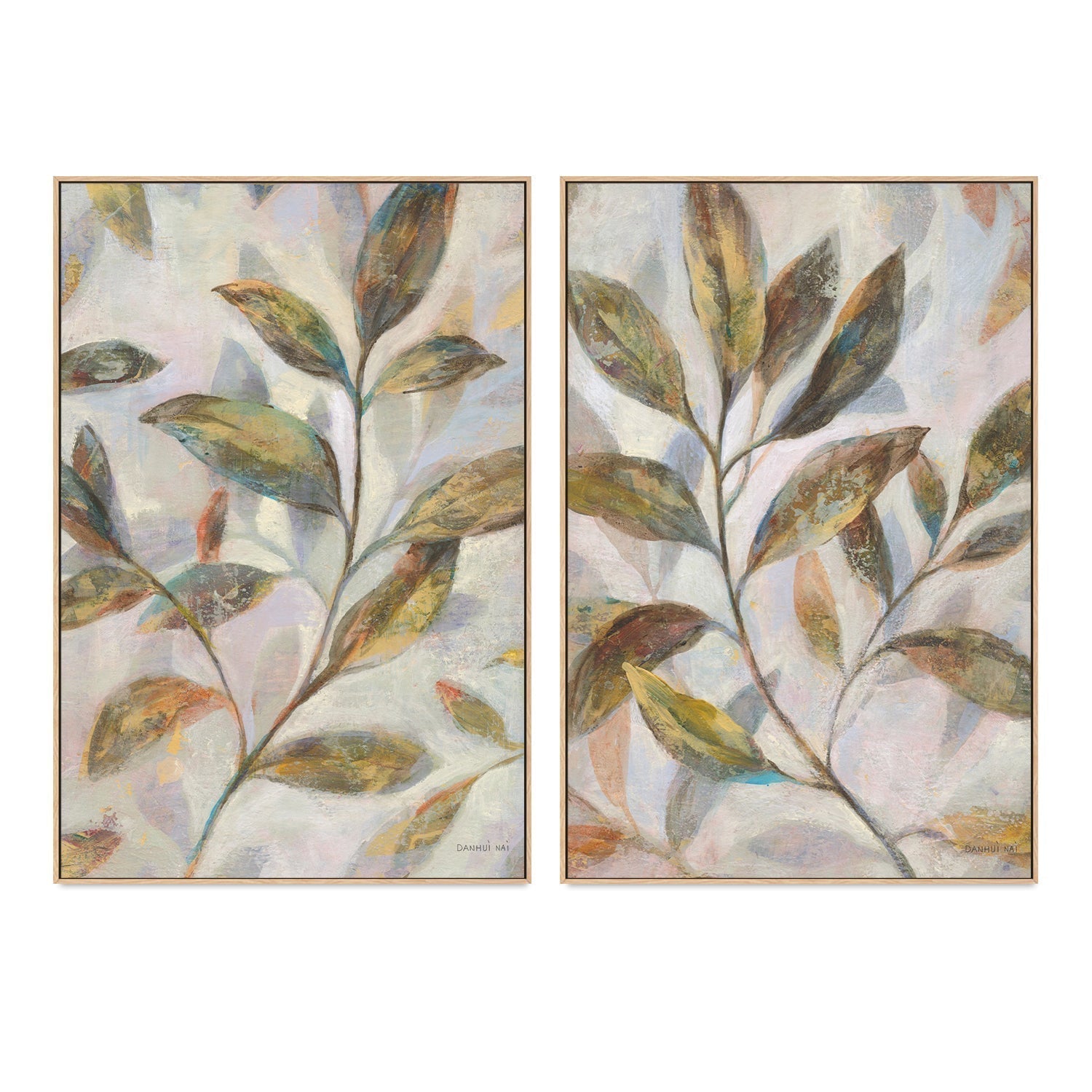 wall-art-print-canvas-poster-framed-Leafy Flow, Set of 2-by-Danhui Nai-Gioia Wall Art