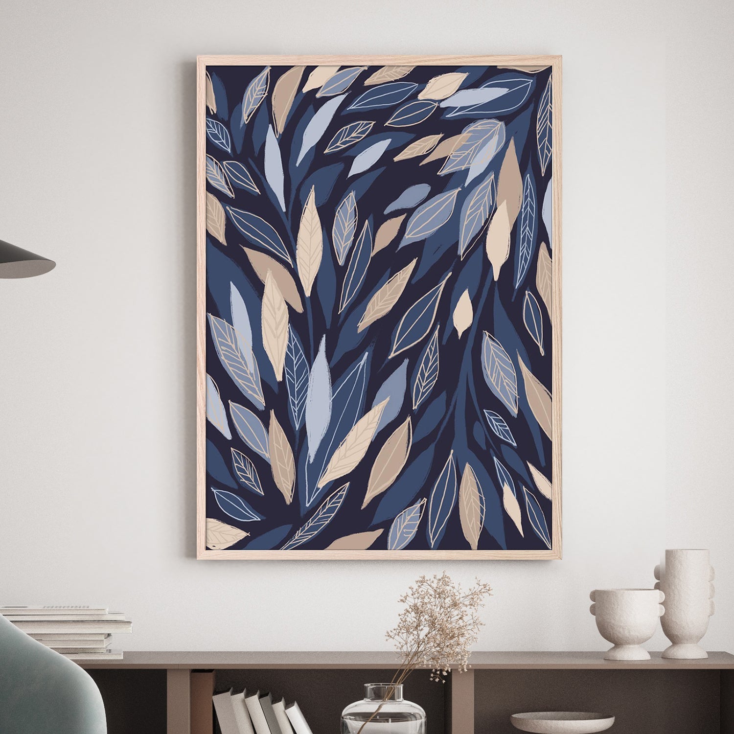 wall-art-print-canvas-poster-framed-Leafy Lines Dark-7