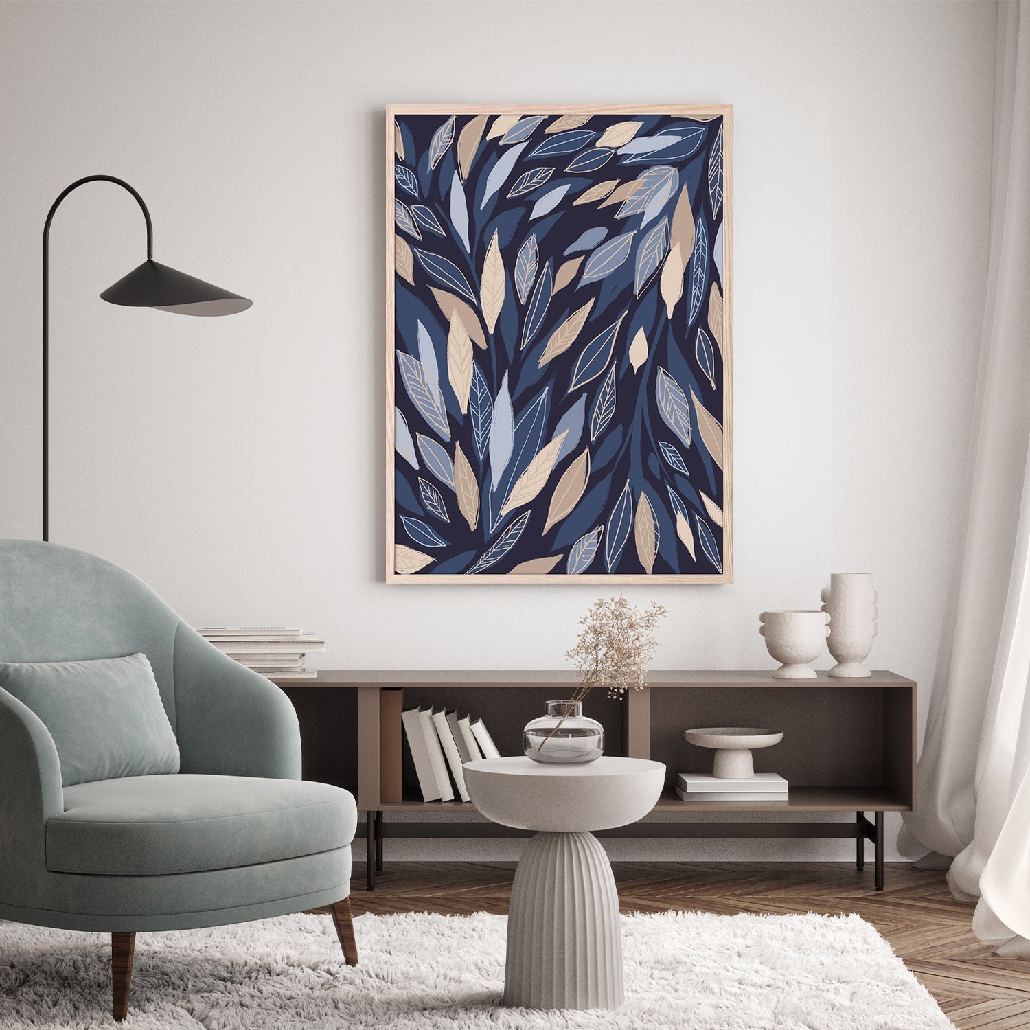 wall-art-print-canvas-poster-framed-Leafy Lines Dark-8
