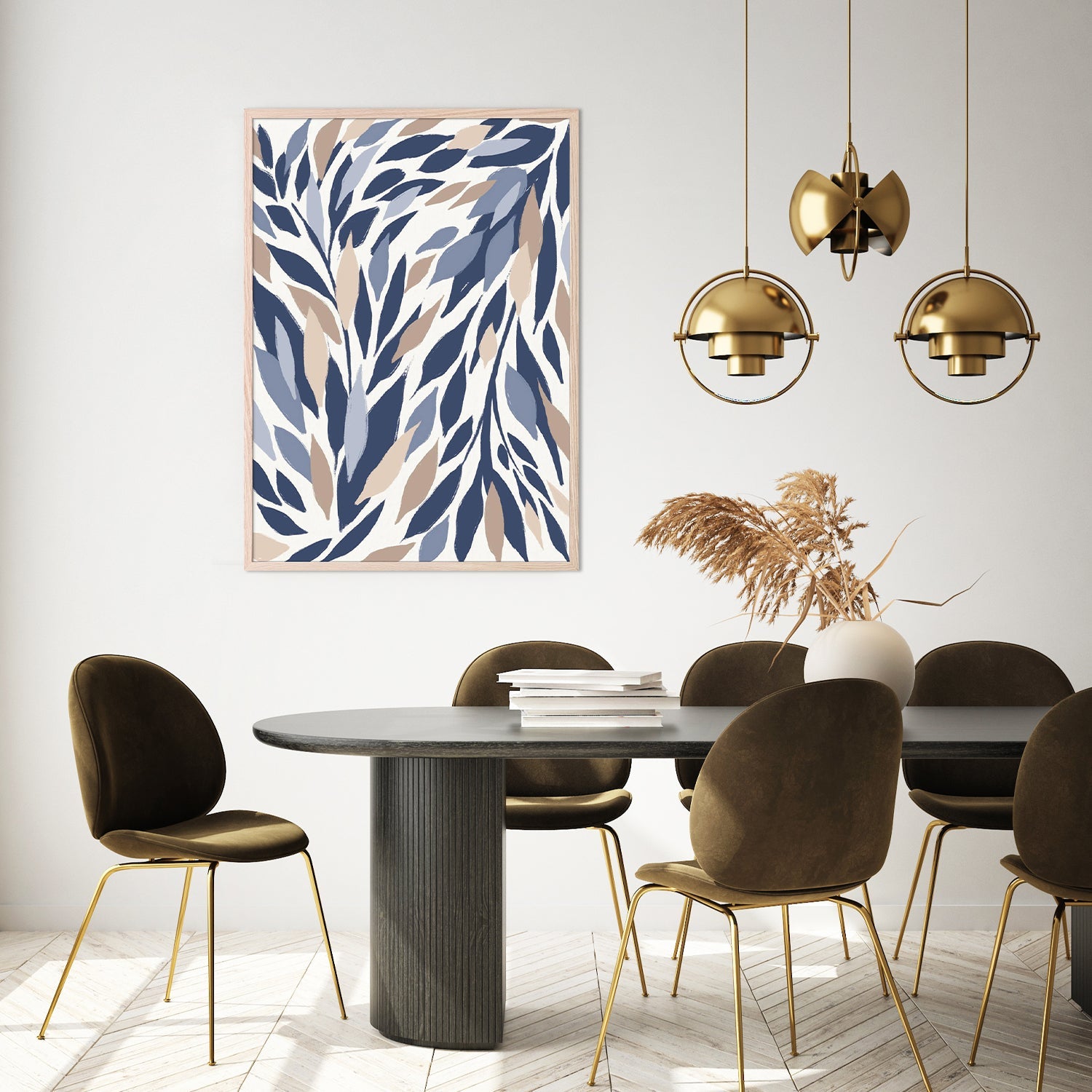wall-art-print-canvas-poster-framed-Leafy Lines Plain-8