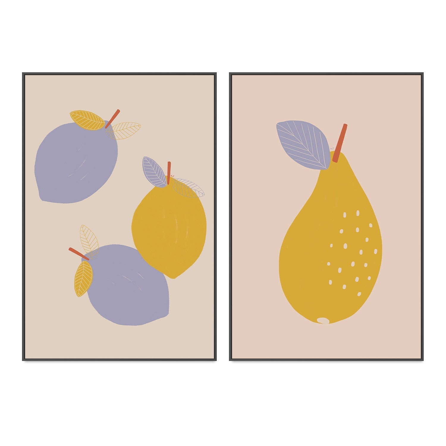 wall-art-print-canvas-poster-framed-Lemons and pear, Set Of 2 , By Menina Lisboa-3
