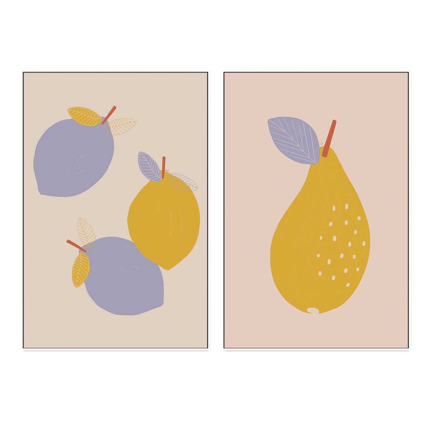 wall-art-print-canvas-poster-framed-Lemons and pear, Set Of 2 , By Menina Lisboa-5