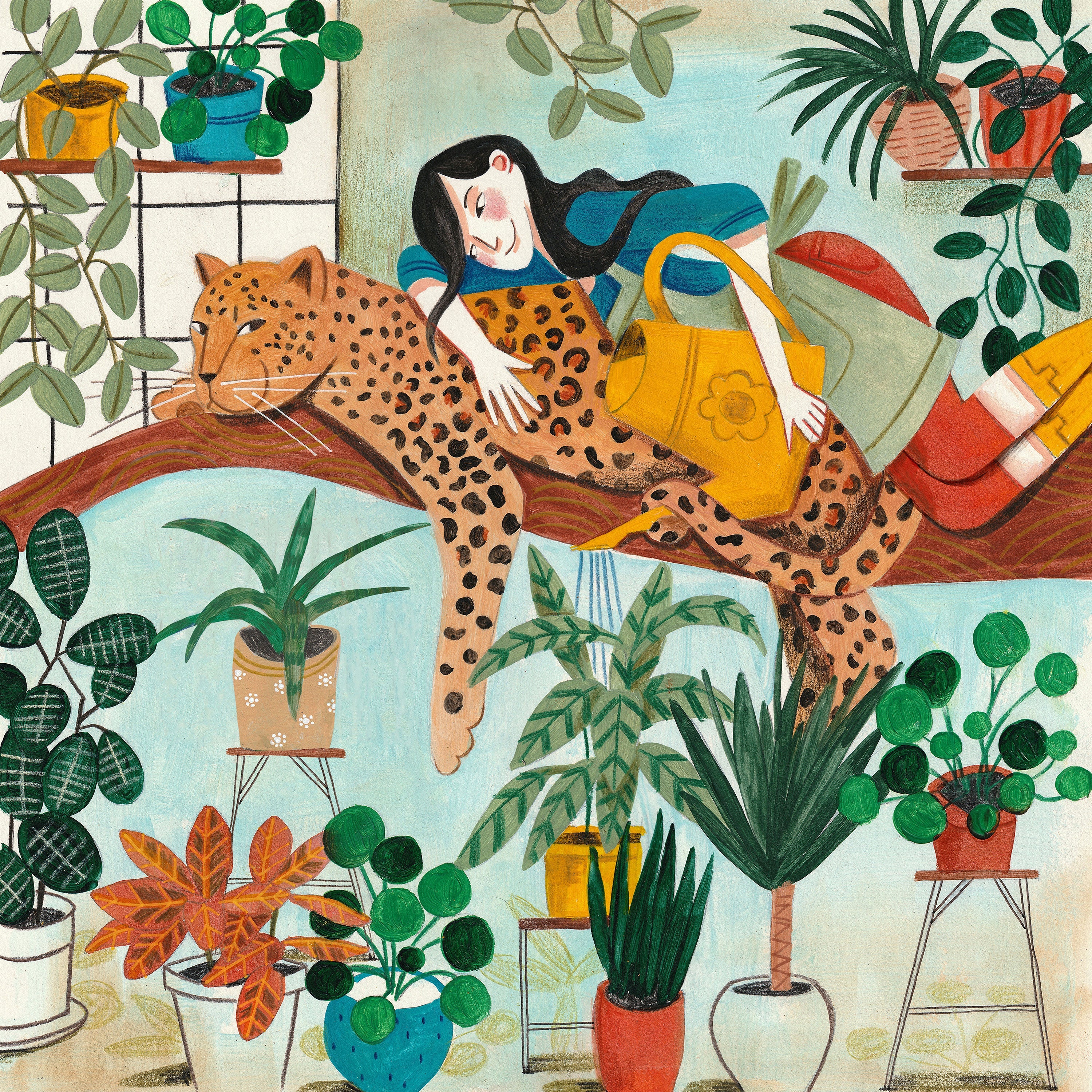 wall-art-print-canvas-poster-framed-Leopard and gardening-1