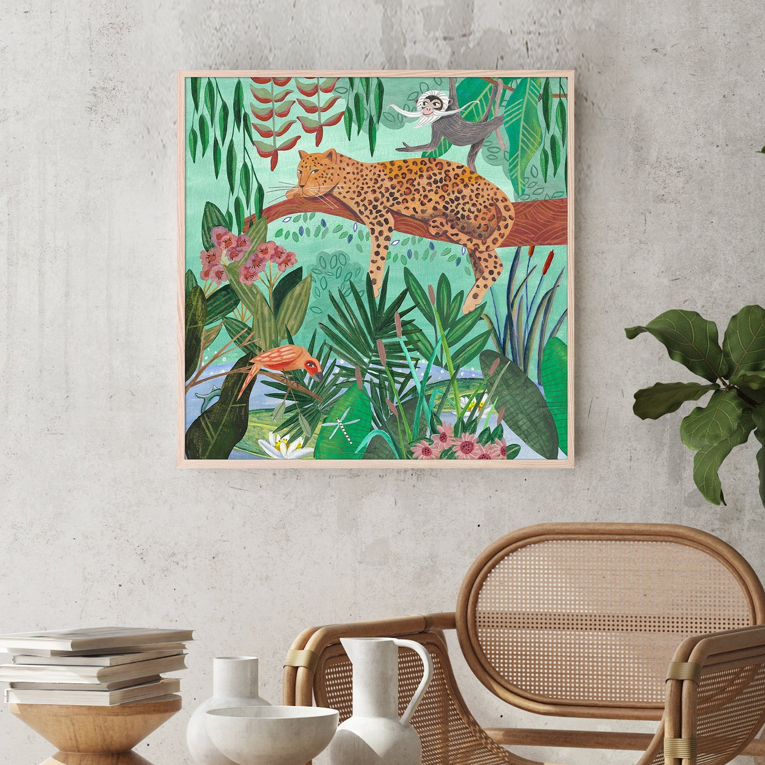 wall-art-print-canvas-poster-framed-Leopard in the jungle-2