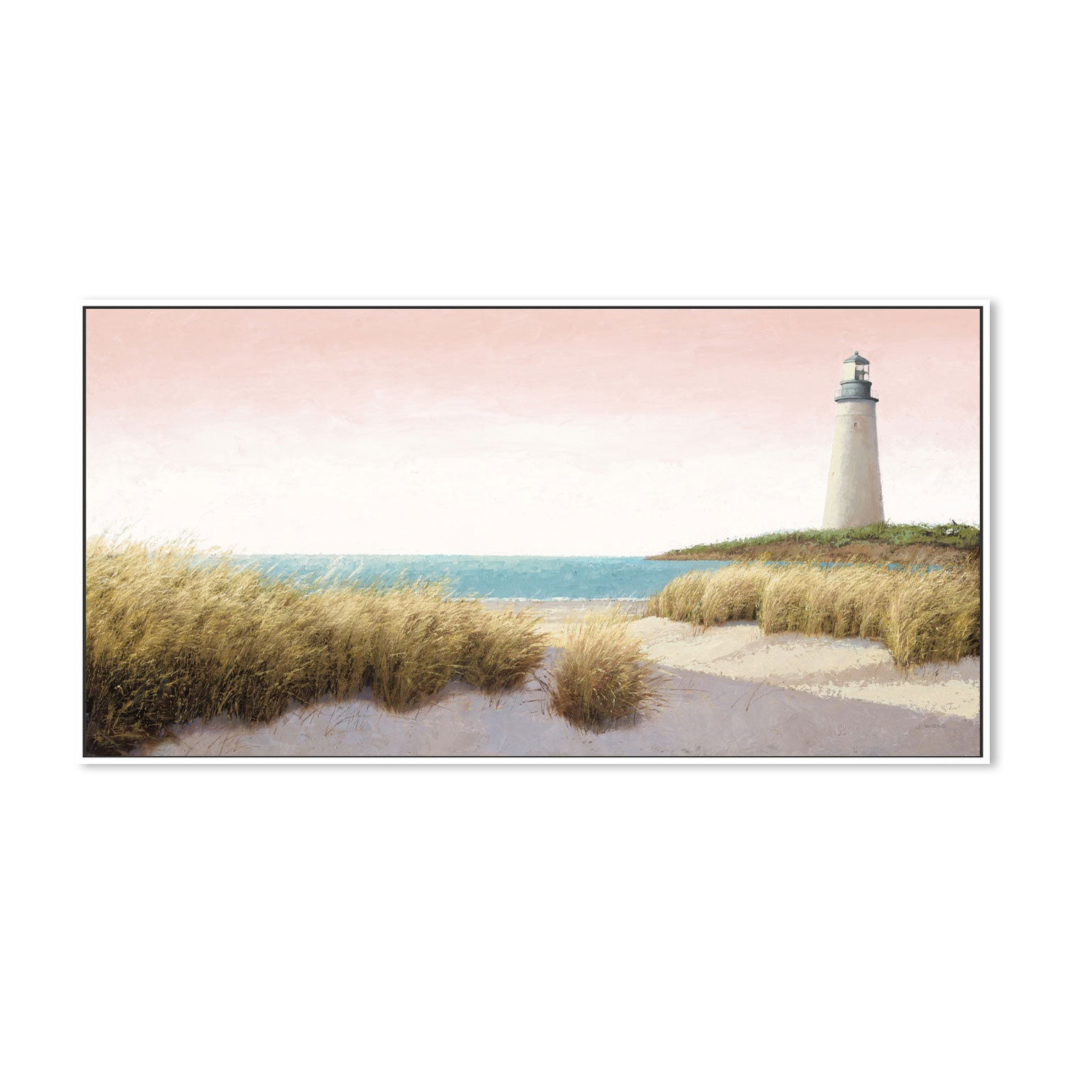 wall-art-print-canvas-poster-framed-Lighthouse by the Sea Blush-by-James Wiens-Gioia Wall Art