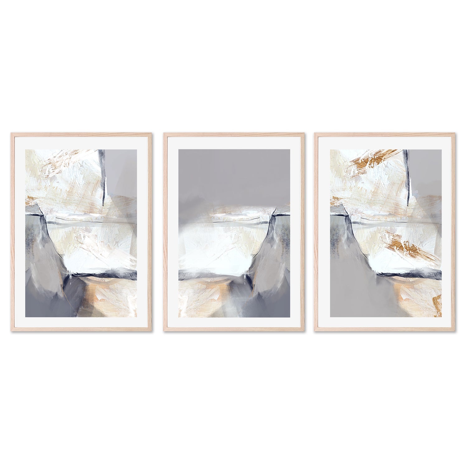 wall-art-print-canvas-poster-framed-Lilac and Lavender Gold, Set Of 3 , By Karine Tonial Grimm-GIOIA-WALL-ART