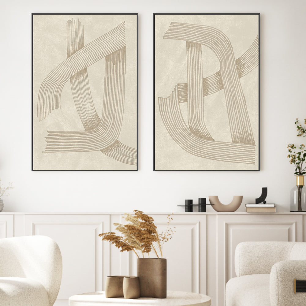wall-art-print-canvas-poster-framed-Line, Style A & B, Set Of 2 , By Lucrecia Caporale-2