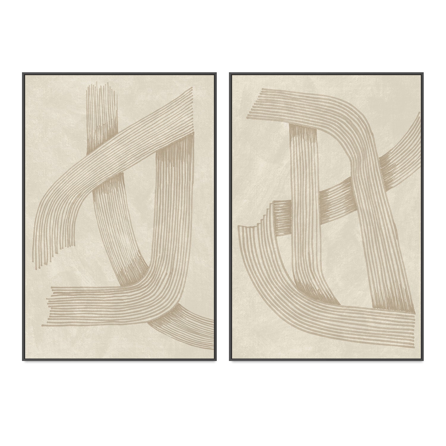 wall-art-print-canvas-poster-framed-Line, Style A & B, Set Of 2 , By Lucrecia Caporale-3
