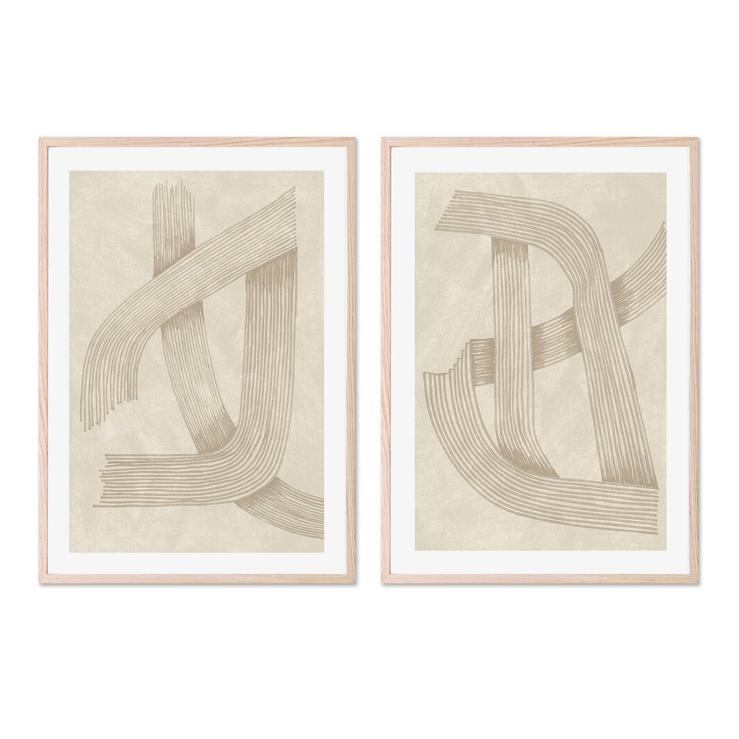 wall-art-print-canvas-poster-framed-Line, Style A & B, Set Of 2 , By Lucrecia Caporale-6