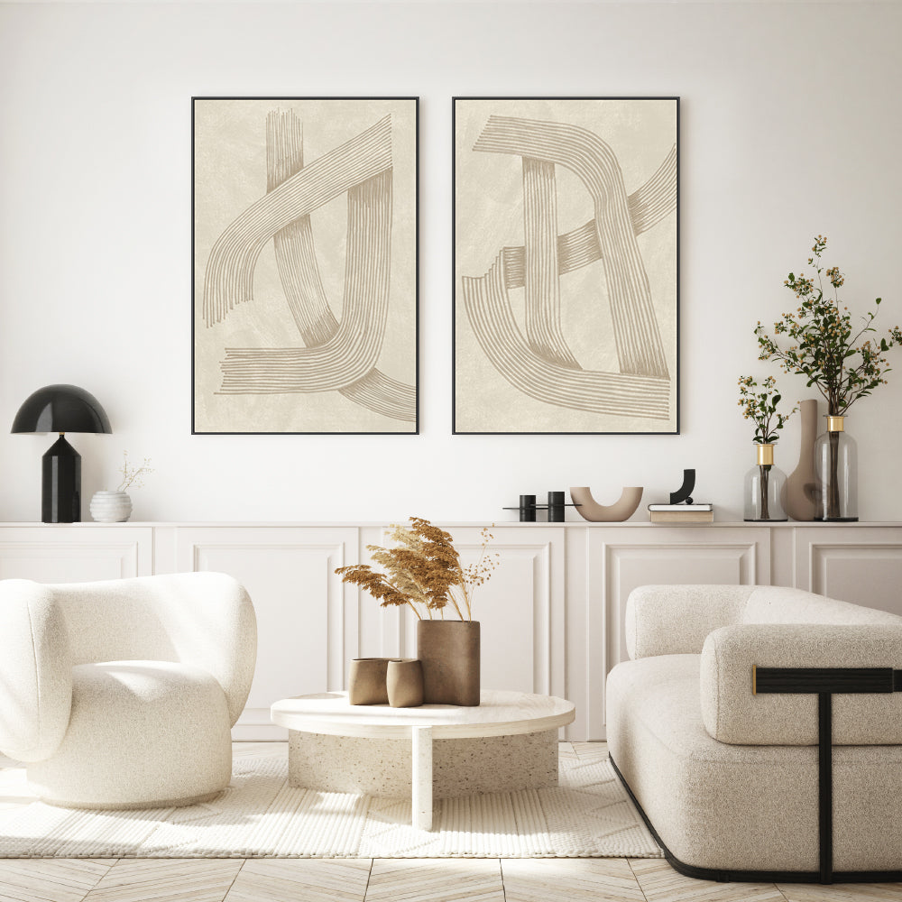wall-art-print-canvas-poster-framed-Line, Style A & B, Set Of 2 , By Lucrecia Caporale-7