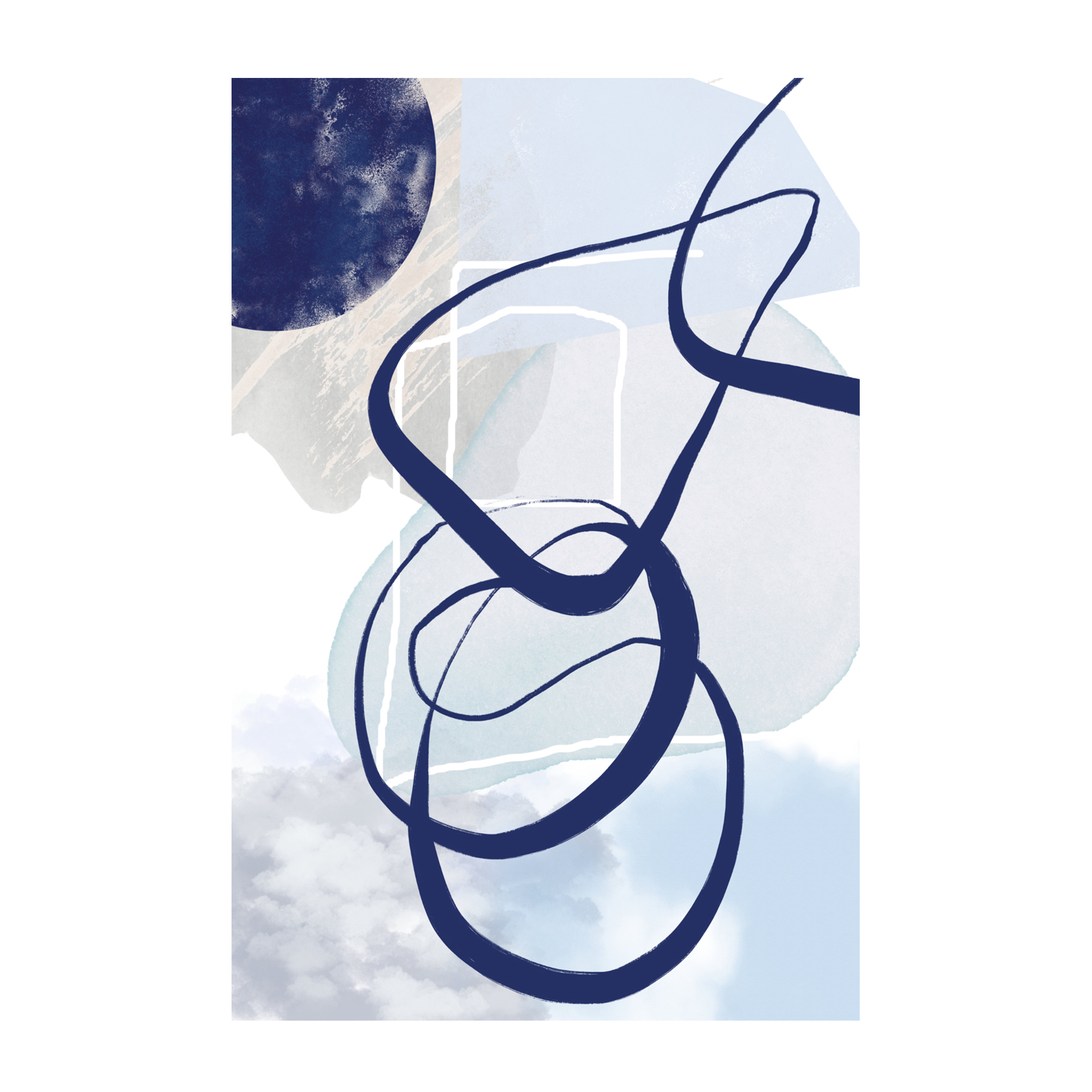 wall-art-print-canvas-poster-framed-Lines Of Blue, Style B , By Sally Ann Moss-GIOIA-WALL-ART