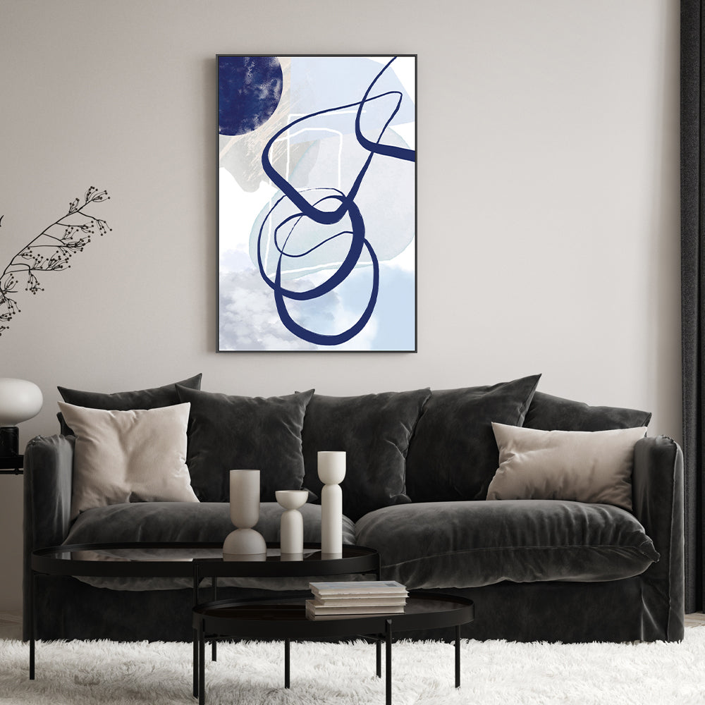 wall-art-print-canvas-poster-framed-Lines Of Blue, Style B , By Sally Ann Moss-GIOIA-WALL-ART