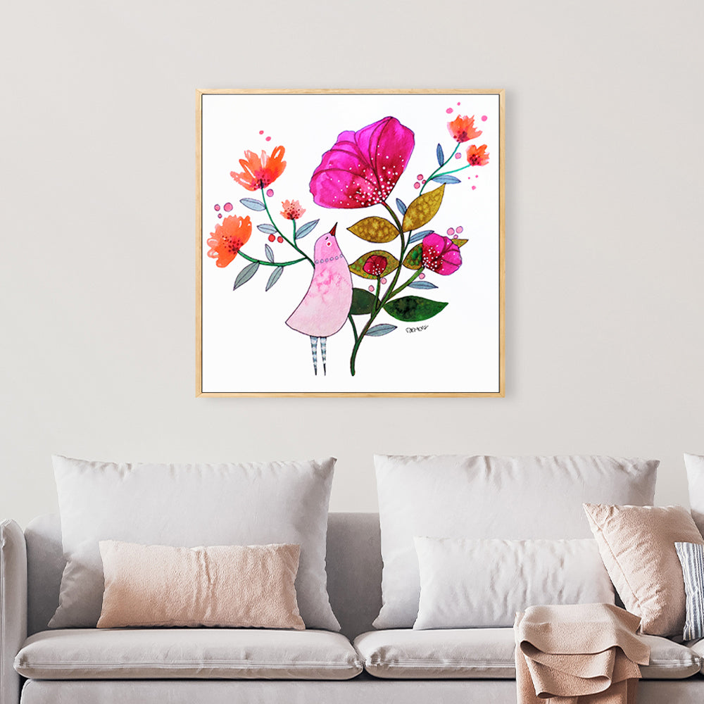 wall-art-print-canvas-poster-framed-Little Pink Bird-GIOIA-WALL-ART