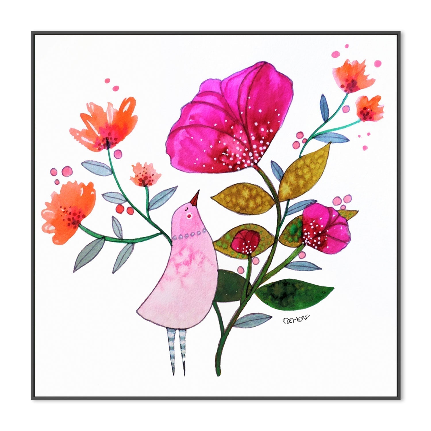 wall-art-print-canvas-poster-framed-Little Pink Bird-GIOIA-WALL-ART