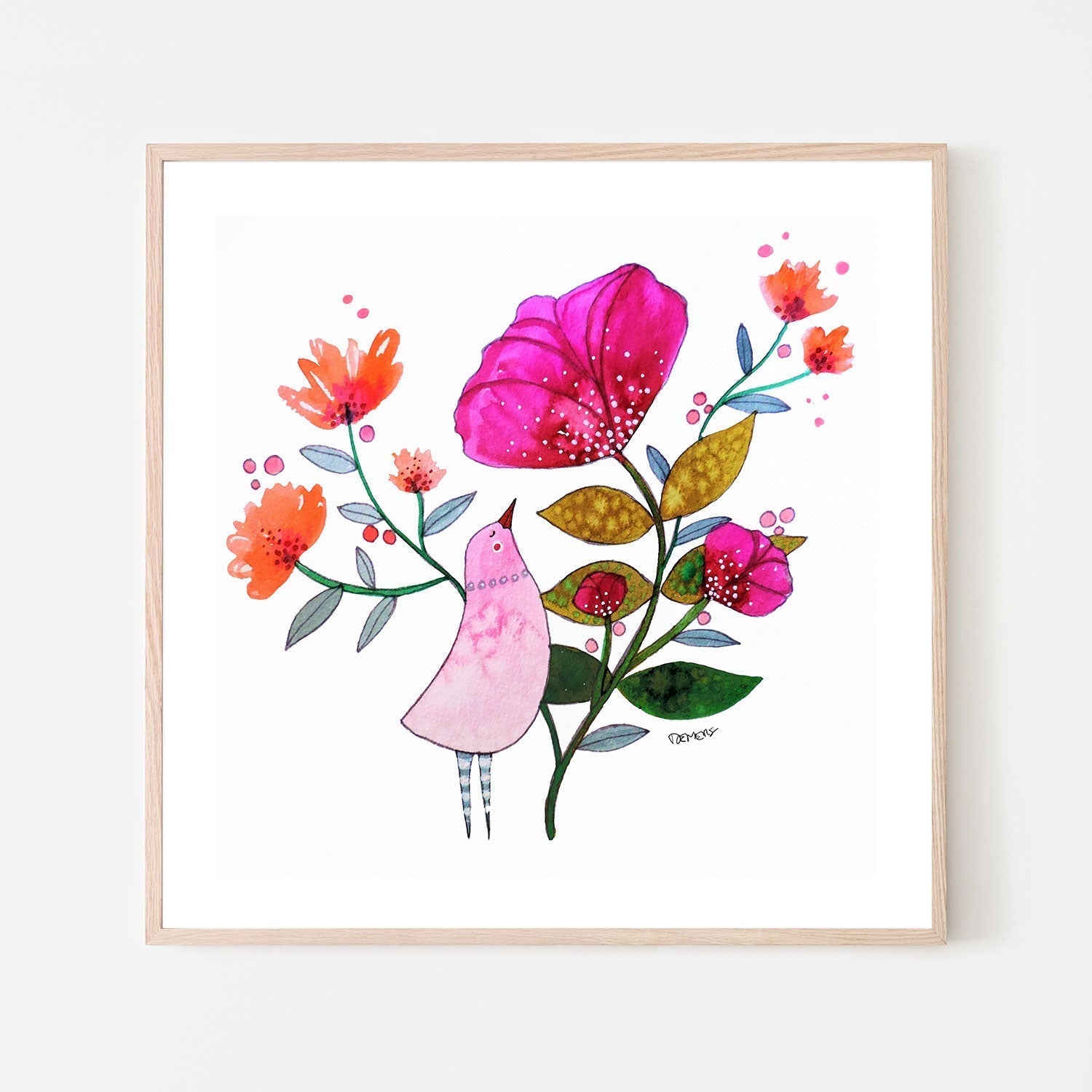 wall-art-print-canvas-poster-framed-Little Pink Bird-GIOIA-WALL-ART