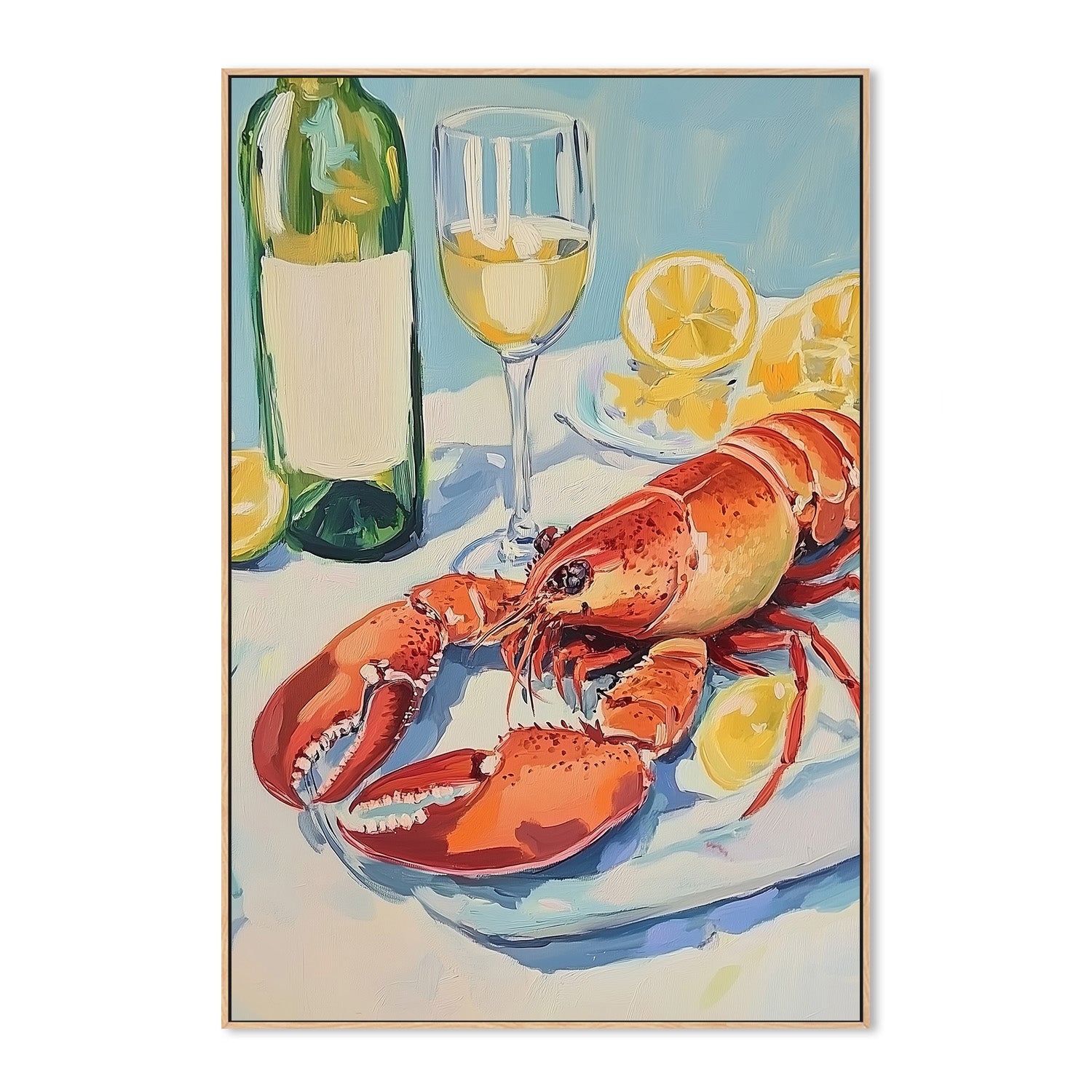 wall-art-print-canvas-poster-framed-Lobster and Wine Still Life , By Melloi Art Prints-4